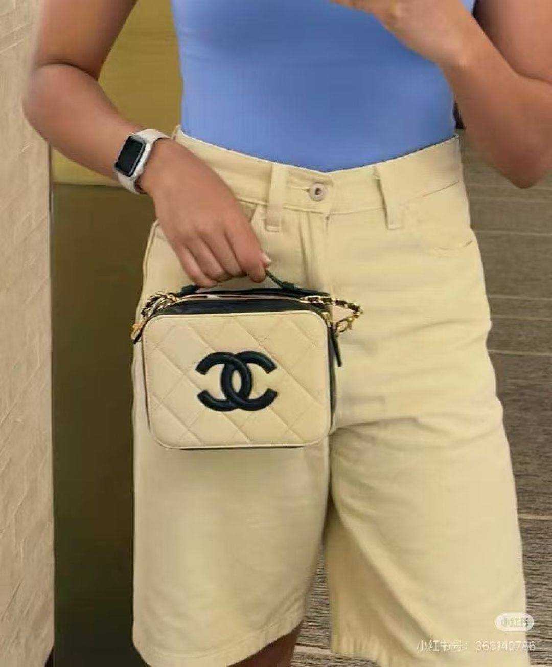 シャネル CHANEL マトラッセ チェーンショルダーバッグ キャビアスキン ブラック ホワイト バイカラー ゴールド金 - 画像 2