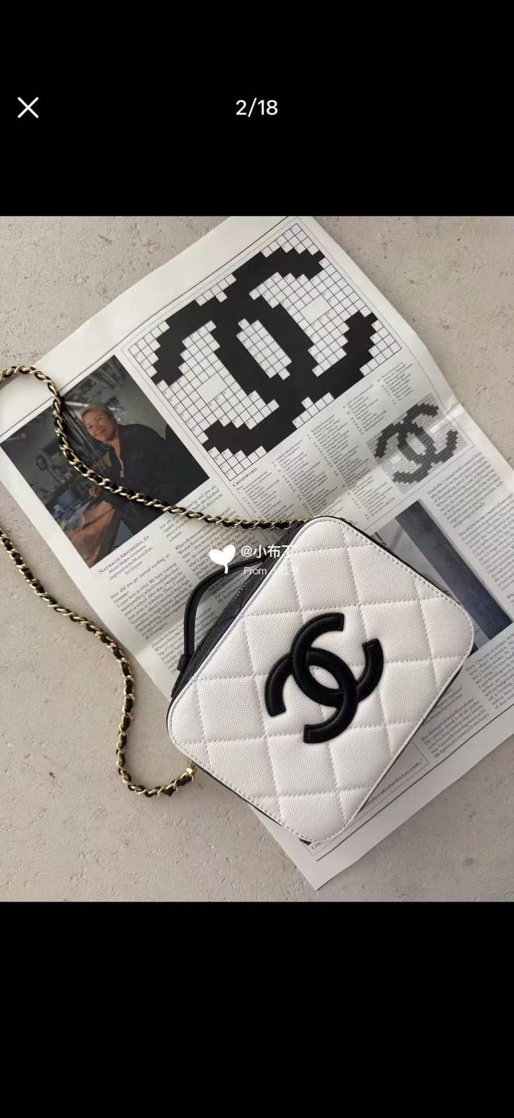 シャネル CHANEL マトラッセ チェーンショルダーバッグ キャビアスキン ブラック ホワイト バイカラー ゴールド金 - 画像 3
