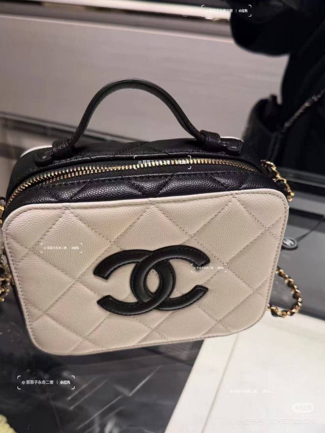 シャネル CHANEL マトラッセ チェーンショルダーバッグ キャビアスキン ブラック ホワイト バイカラー ゴールド金 - 画像 7