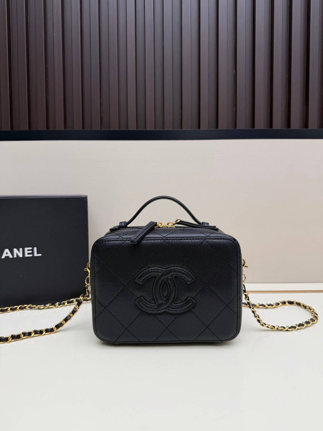 シャネル CHANEL マトラッセ チェーンショルダーバッグ キャビアスキン ブラック ホワイト バイカラー ゴールド金 - 画像 12