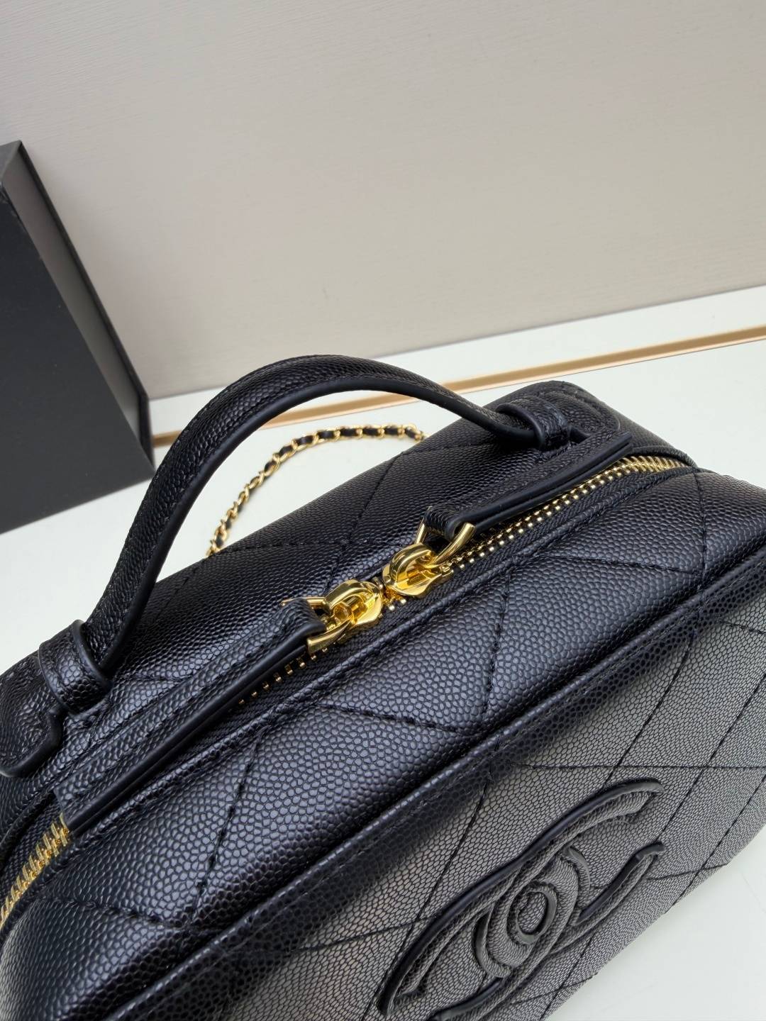 シャネル CHANEL マトラッセ チェーンショルダーバッグ キャビアスキン ブラック ホワイト バイカラー ゴールド金 - 画像 18