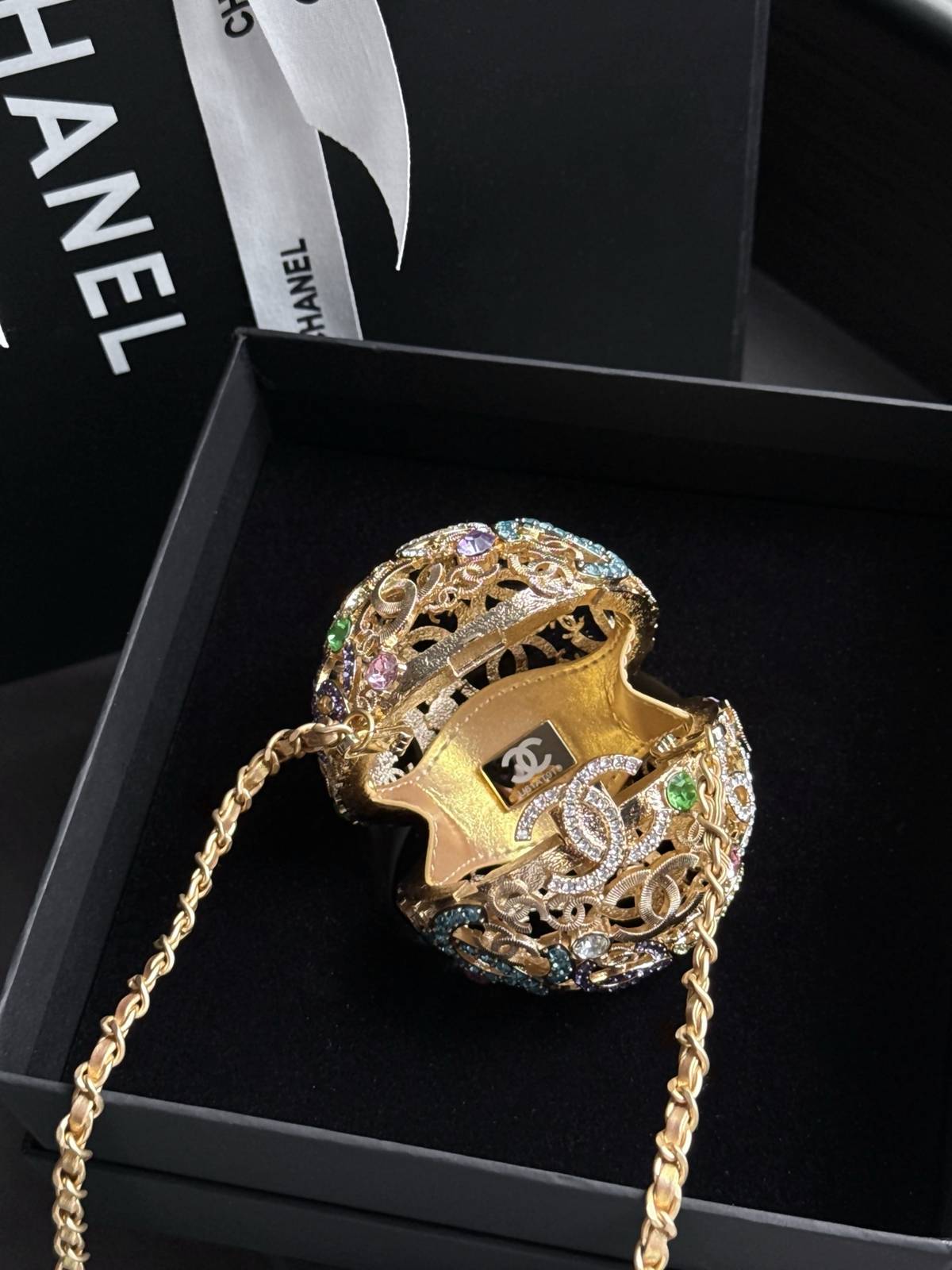 シャネル CHANEL 6523 マトラッセ ミニ ボディバッグ レザー編み込みチェーン ゴールド金具 フォーマル パー - 画像 3