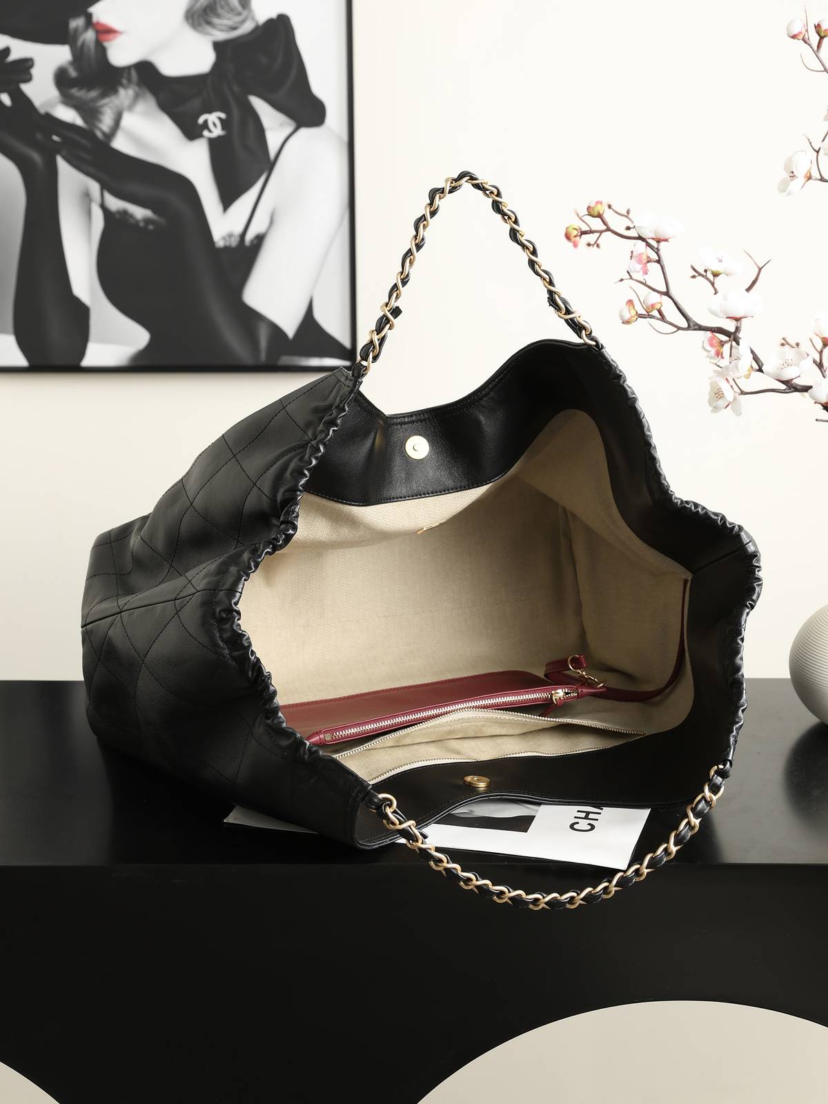 シャネル CHANEL マトラッセ チェーンショルダーバッグ キャビアスキン ブラック ゴールド金具 レディース - 画像 5