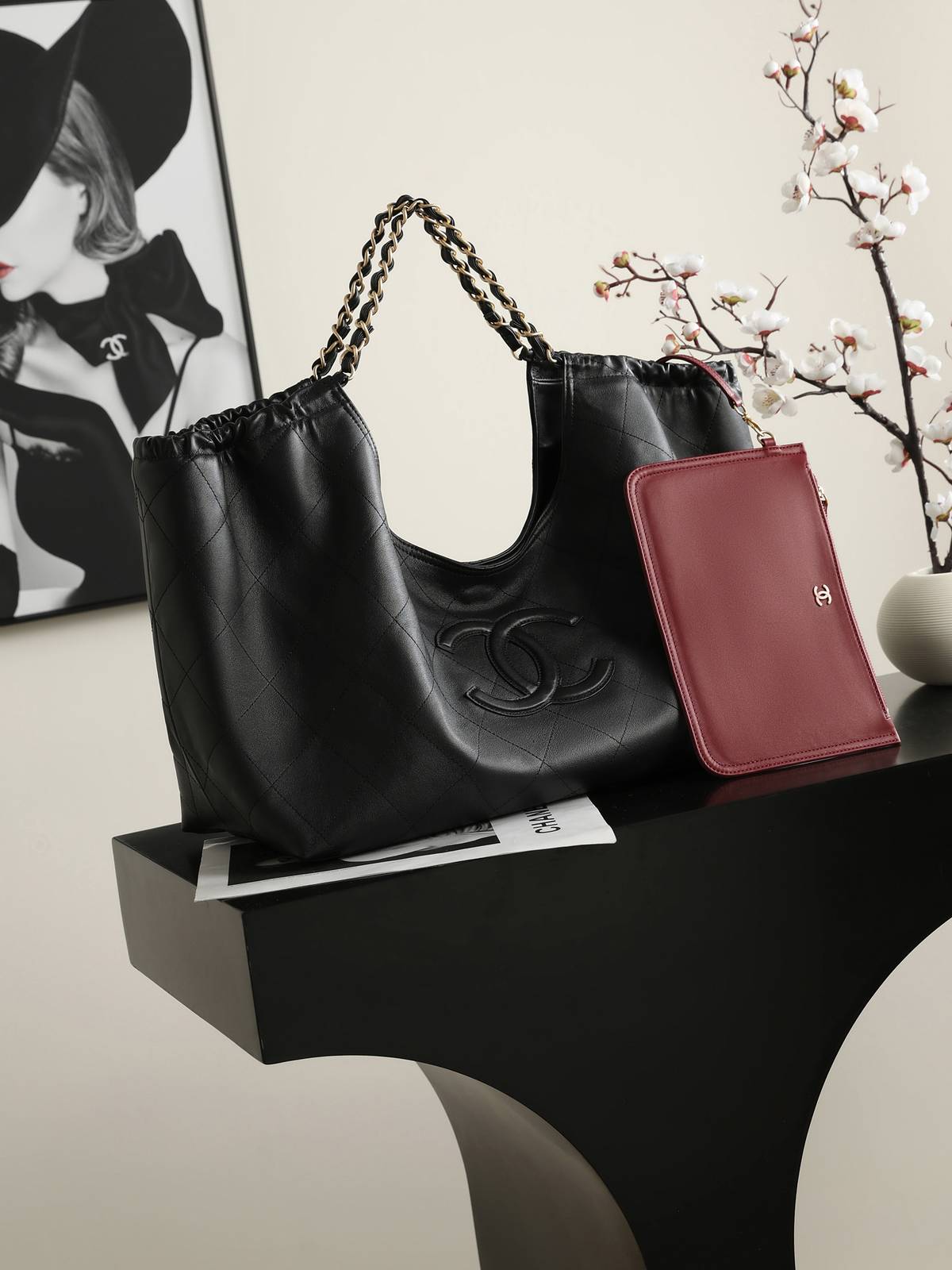 シャネル CHANEL マトラッセ チェーンショルダーバッグ キャビアスキン ブラック ゴールド金具 レディース - 画像 9