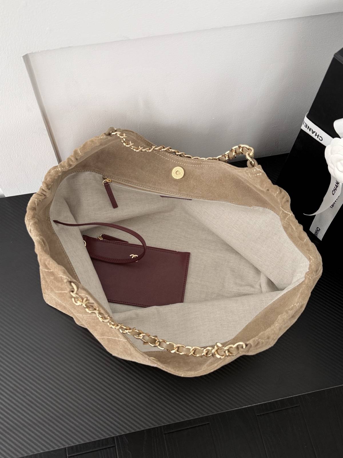 シャネル CHANEL トートバッグ マトラッセ ラムスキン ブラック シルバー金具 2WAY レディース - 画像 6