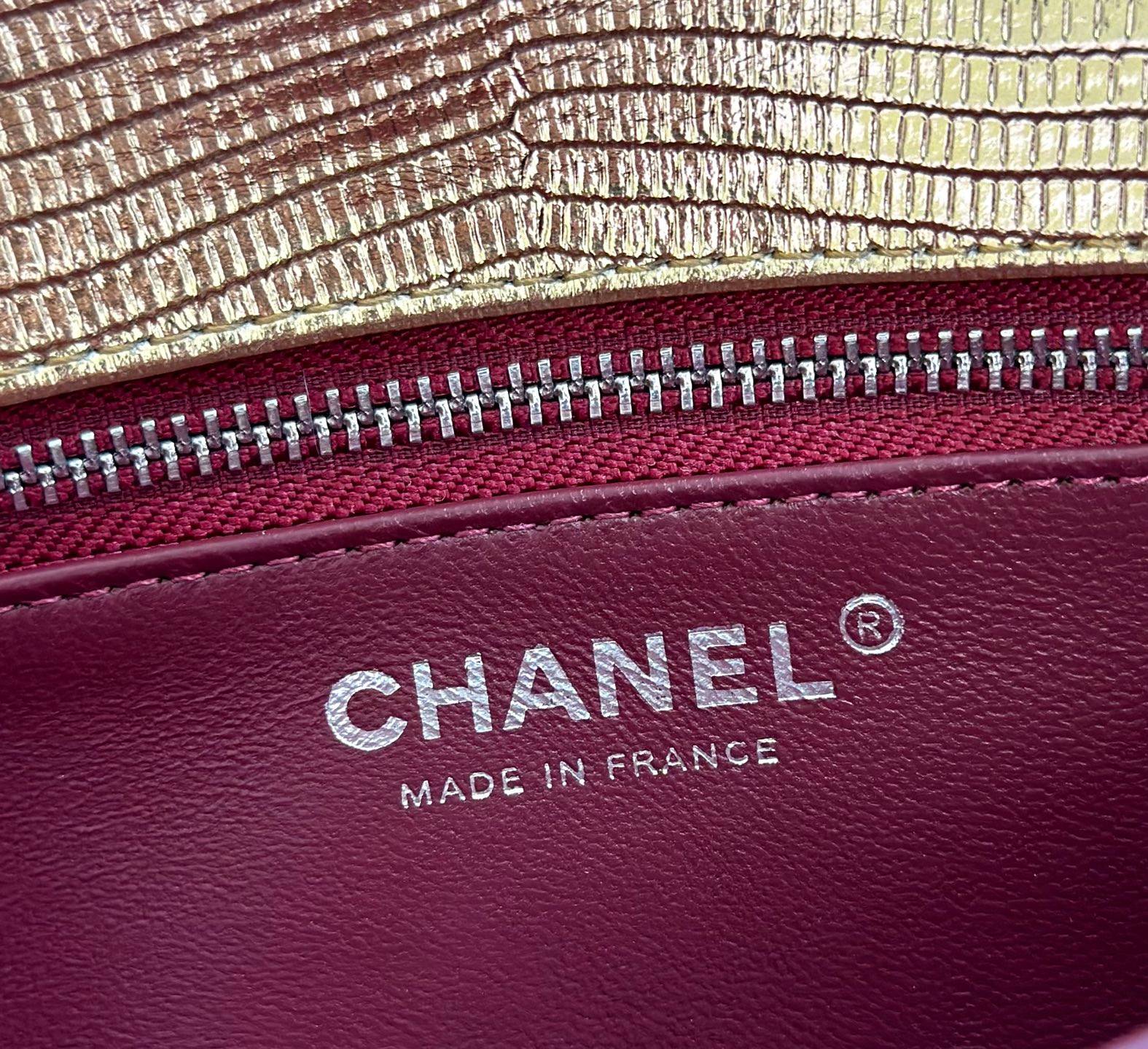 シャネル CHANEL 6430 リザード柄 ゴールド金具 レザー編み込みチェーン フラップバッグ レディース - 画像 2