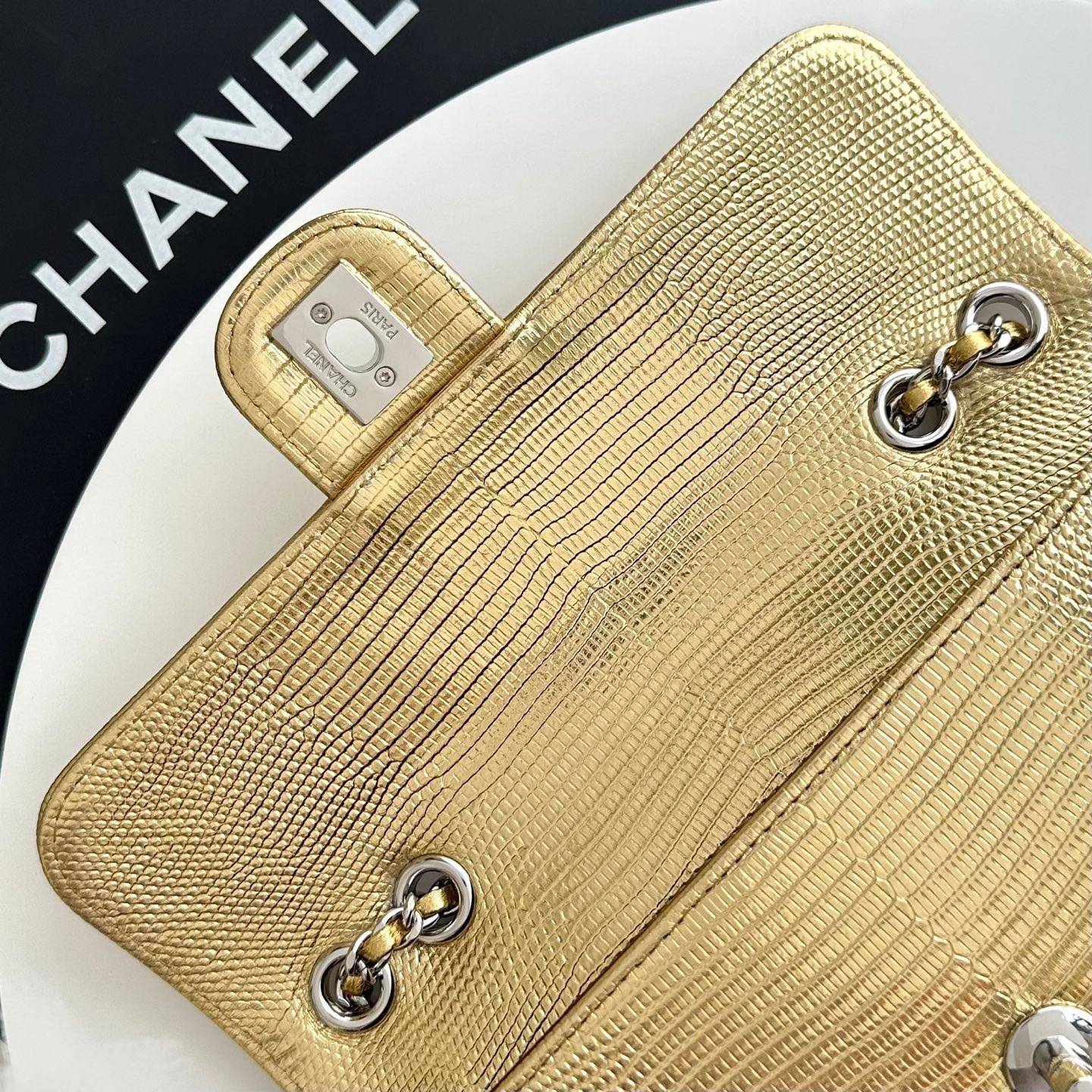 シャネル CHANEL 6430 リザード柄 ゴールド金具 レザー編み込みチェーン フラップバッグ レディース - 画像 3