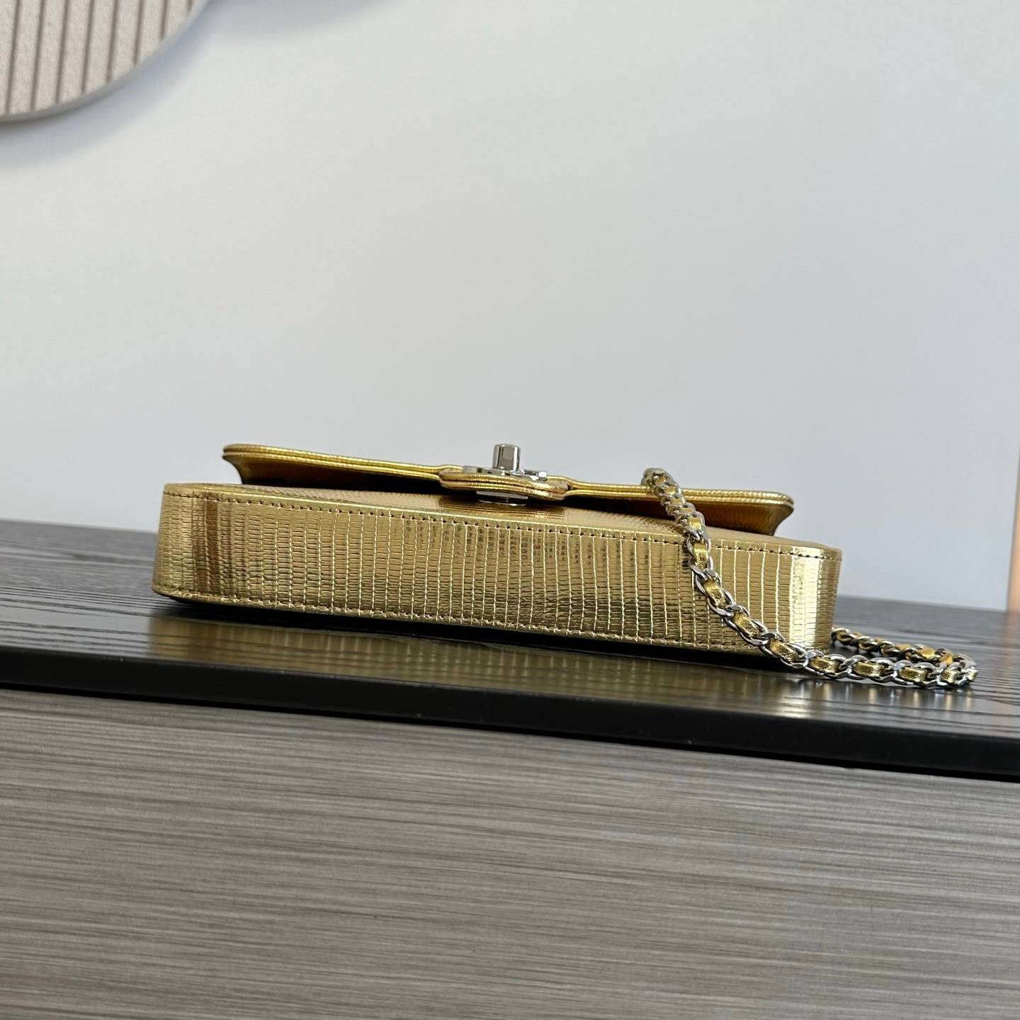 シャネル CHANEL 6430 リザード柄 ゴールド金具 レザー編み込みチェーン フラップバッグ レディース - 画像 7