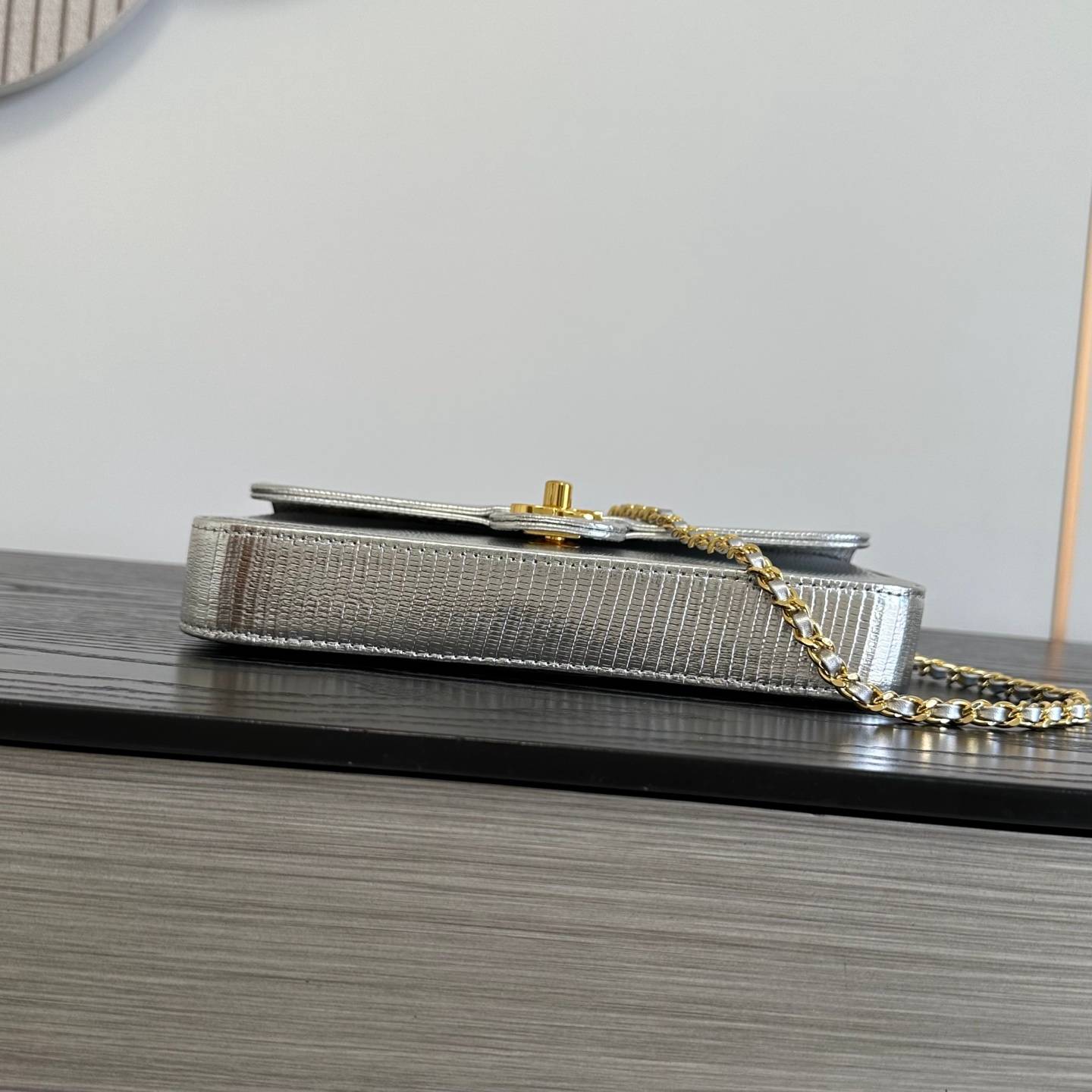 シャネル CHANEL 6430 リザード柄 ゴールド金具 レザー編み込みチェーン フラップバッグ レディース - 画像 16