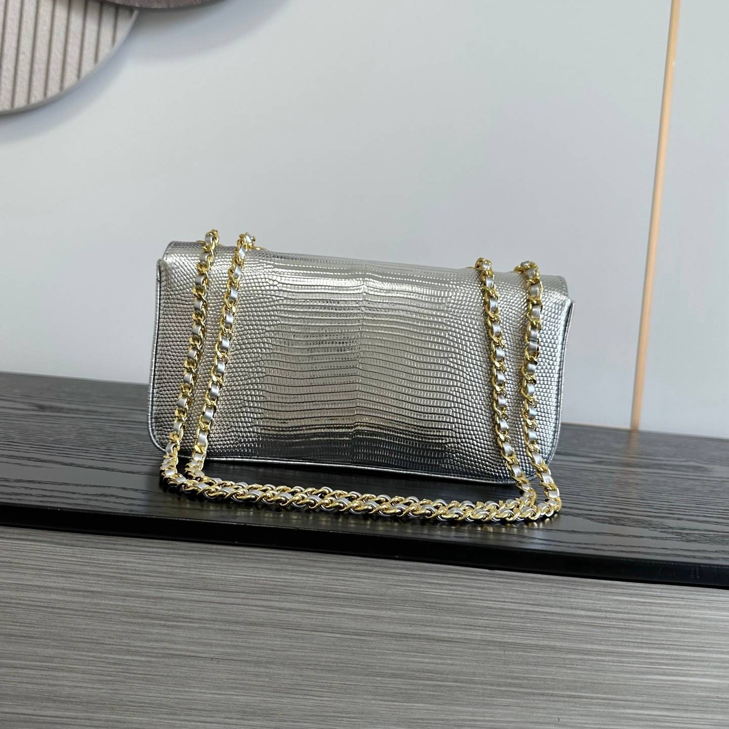 シャネル CHANEL 6430 リザード柄 ゴールド金具 レザー編み込みチェーン フラップバッグ レディース - 画像 17