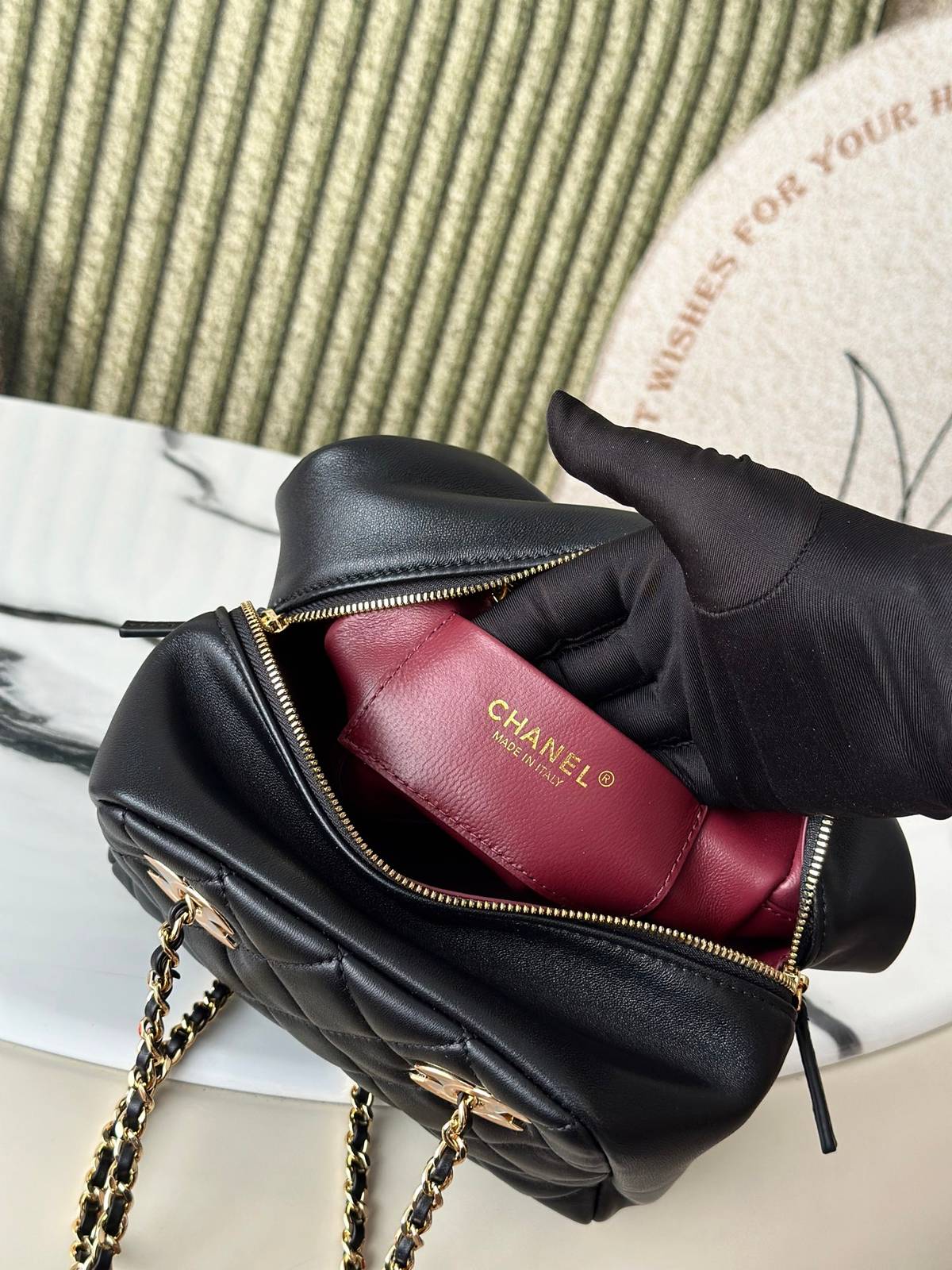 シャネル CHANEL マトラッセ ラムスキン チェーンショルダーバッグ ブラック ゴールド金具 レディース - 画像 2