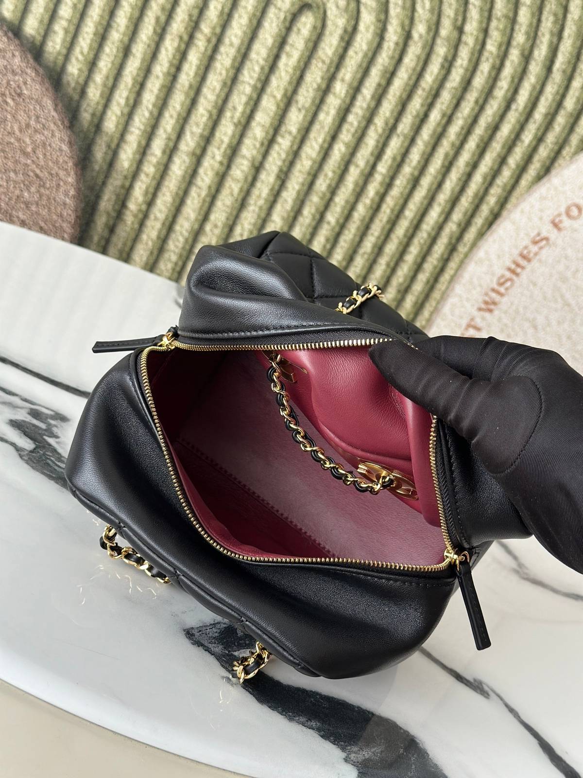 シャネル CHANEL マトラッセ ラムスキン チェーンショルダーバッグ ブラック ゴールド金具 レディース - 画像 3