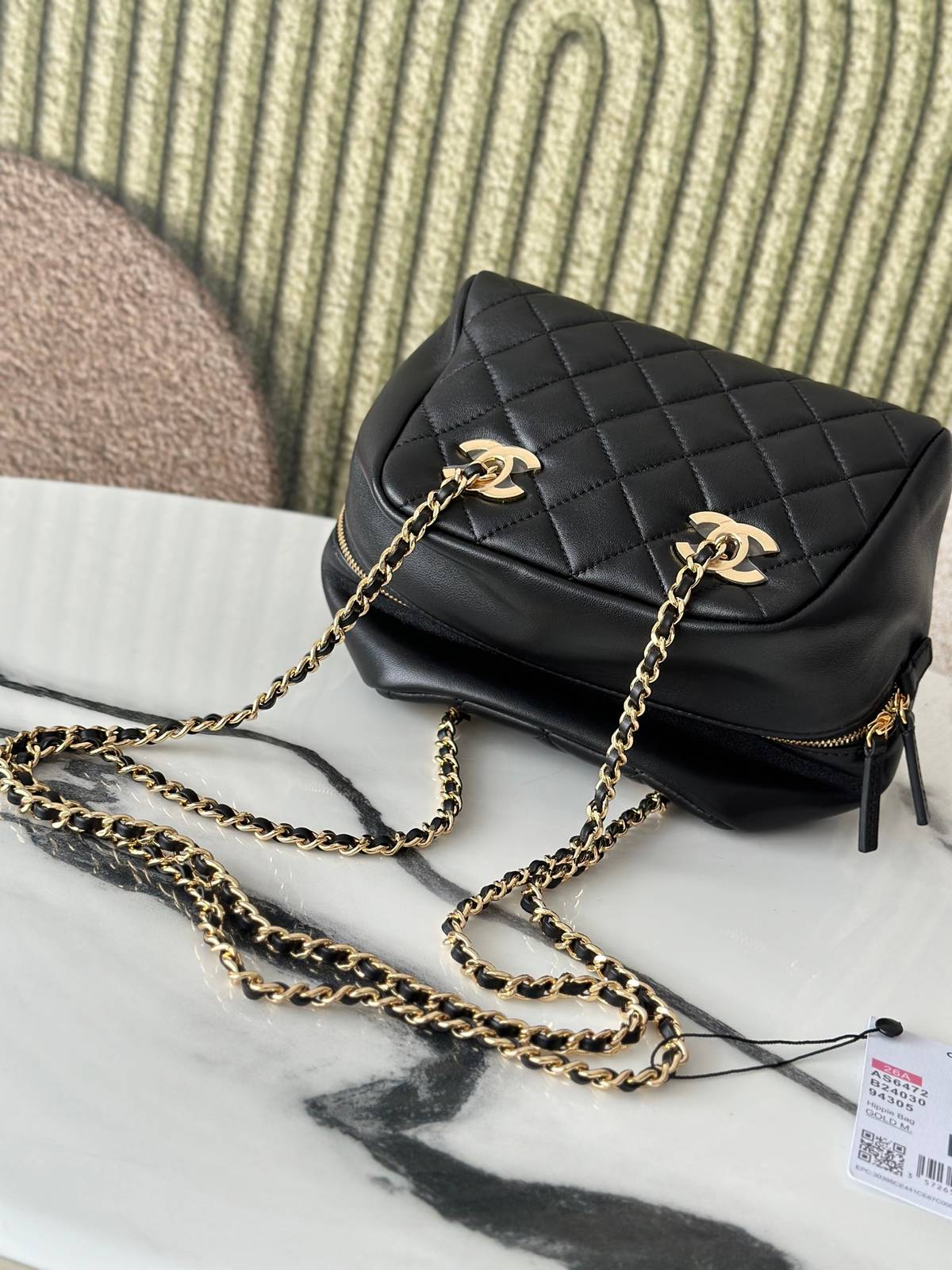 シャネル CHANEL マトラッセ ラムスキン チェーンショルダーバッグ ブラック ゴールド金具 レディース - 画像 5