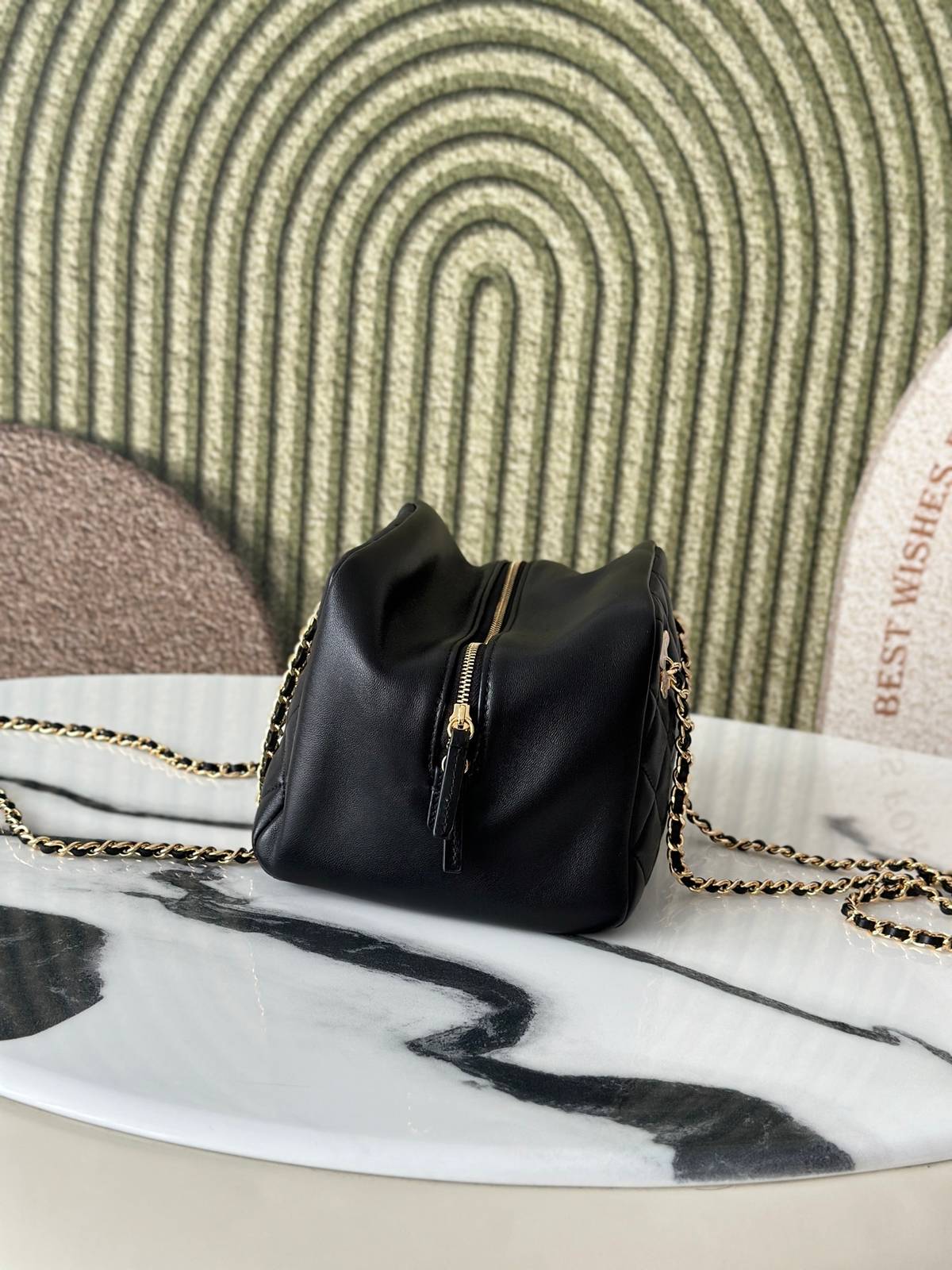 シャネル CHANEL マトラッセ ラムスキン チェーンショルダーバッグ ブラック ゴールド金具 レディース - 画像 9