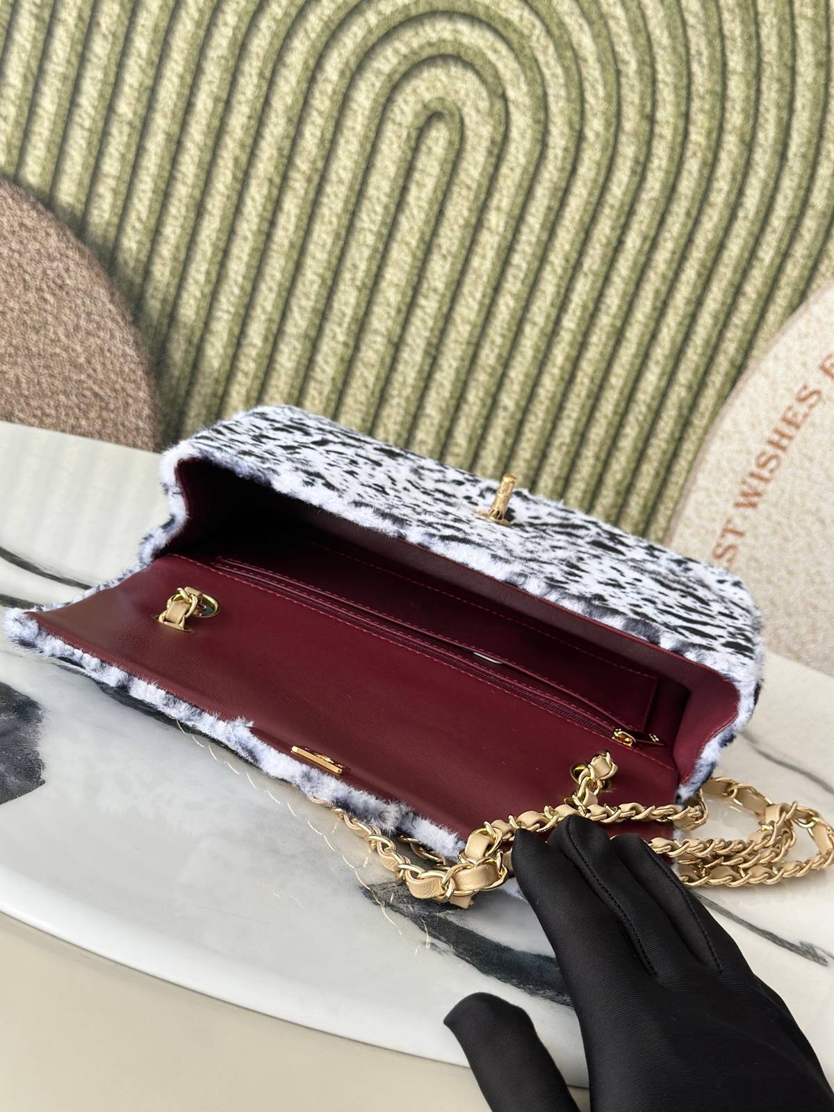シャネル CHANEL AS1112 マトラッセ フラップバッグ キャビアスキン ゴールド金具 レザー編み込みチェーン - 画像 3