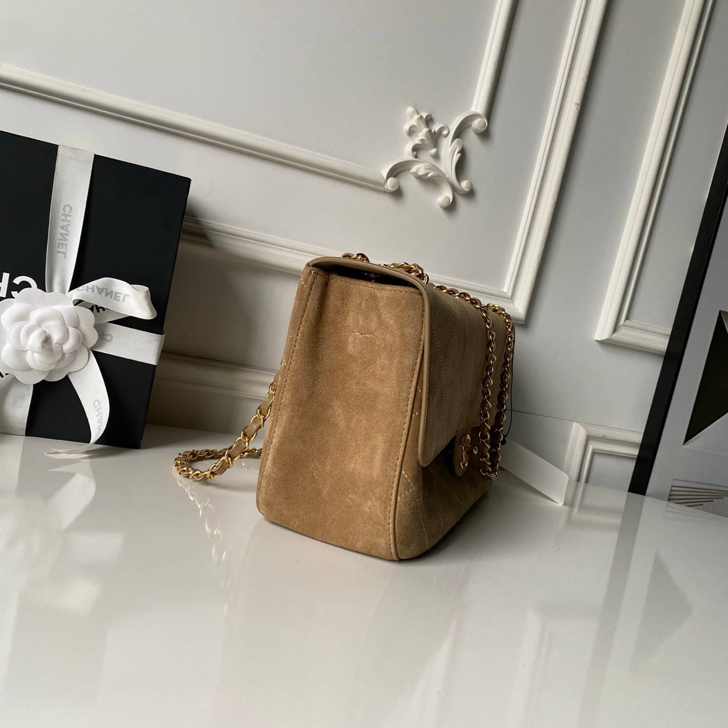 シャネル CHANEL マトラッセ フラップバッグ キャビアスキン ゴールド金具 レザー編み込みチェーン ショルダーバッ - 画像 6