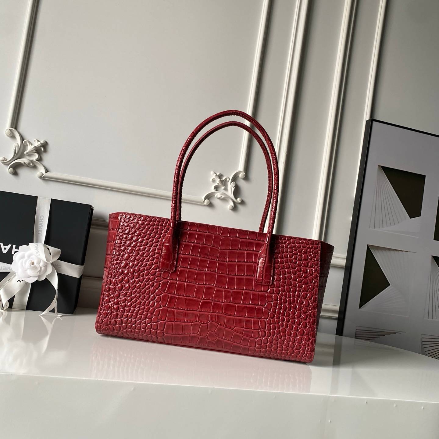 シャネル CHANEL AS6243 キャビアスキン レッド トートバッグ ゴールド金具 フラップバッグ ミラー付き レ