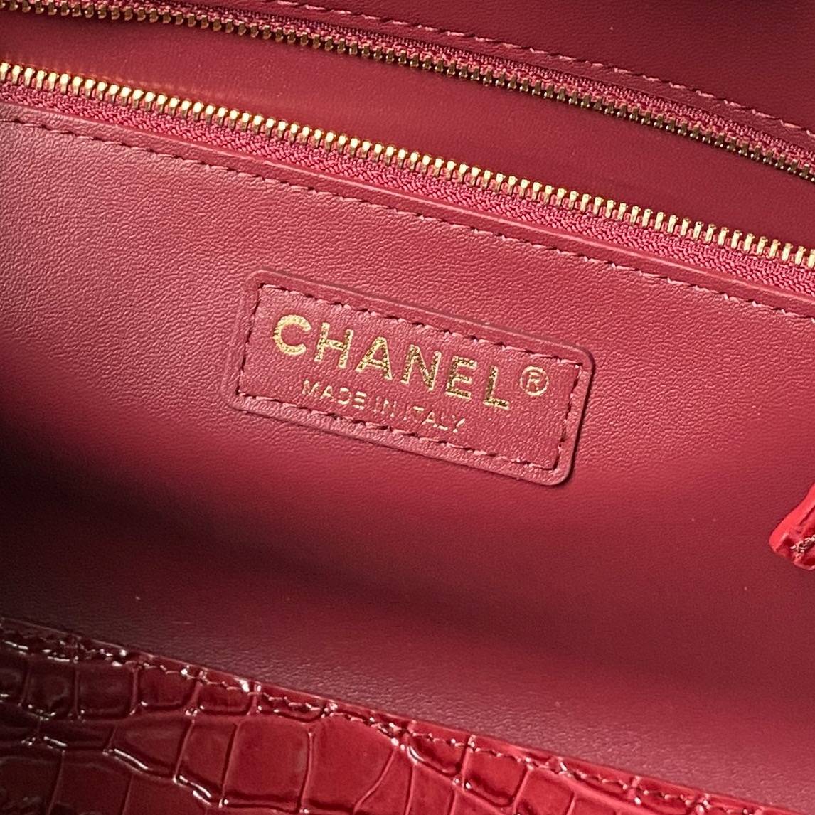 シャネル CHANEL AS6243 キャビアスキン レッド トートバッグ ゴールド金具 フラップバッグ ミラー付き レ - 画像 2