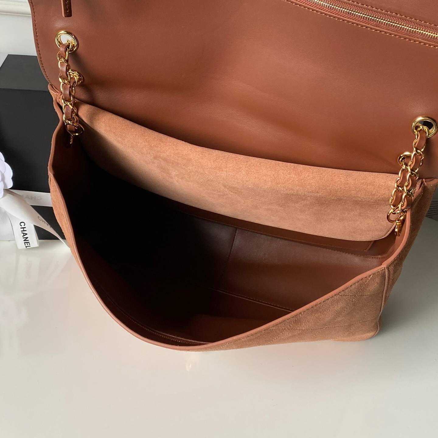 シャネル CHANEL マトラッセ フラップバッグ ラムスキン レザー編み込みチェーン ゴールド金具 ブラック ベージュ - 画像 5