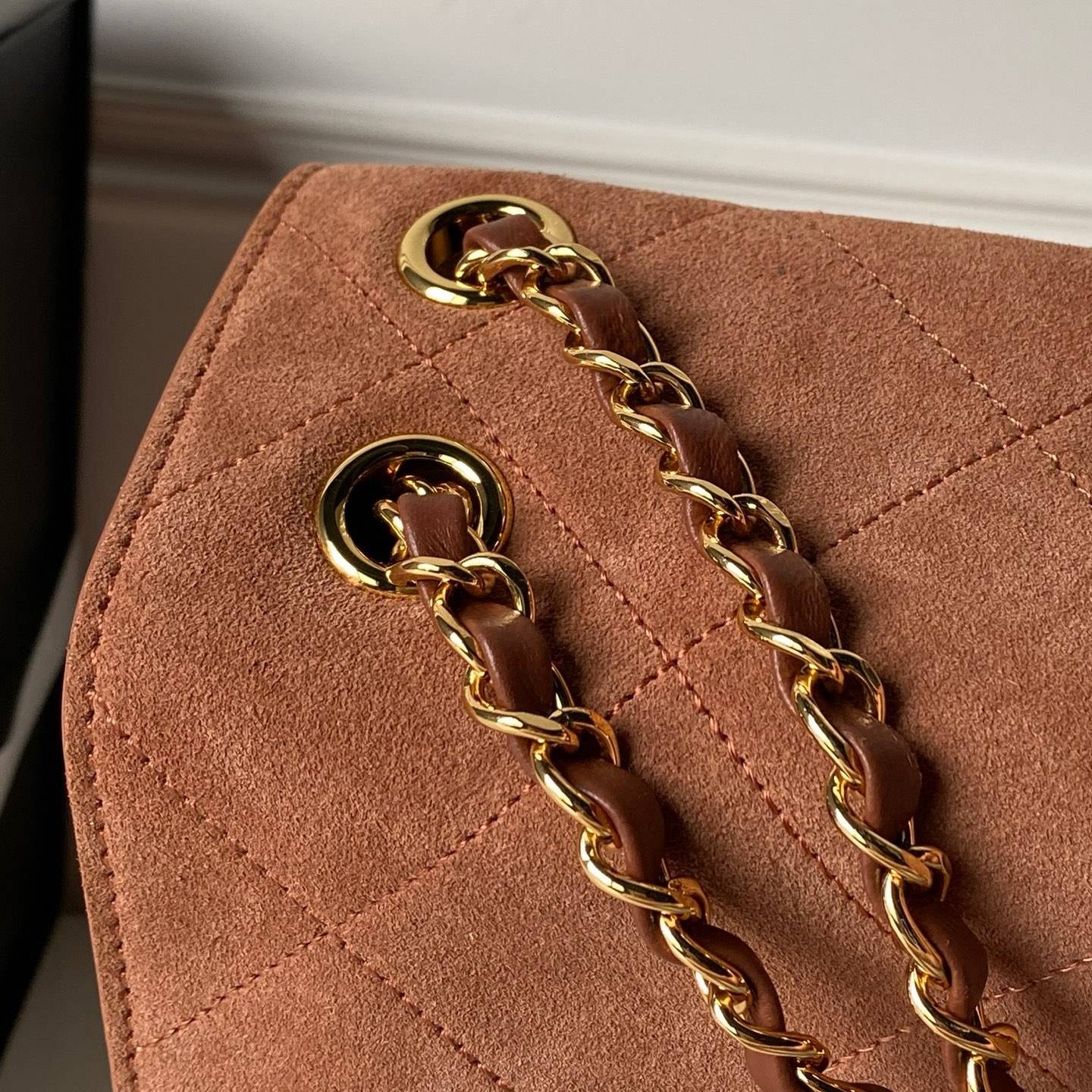 シャネル CHANEL マトラッセ フラップバッグ ラムスキン レザー編み込みチェーン ゴールド金具 ブラック ベージュ - 画像 8