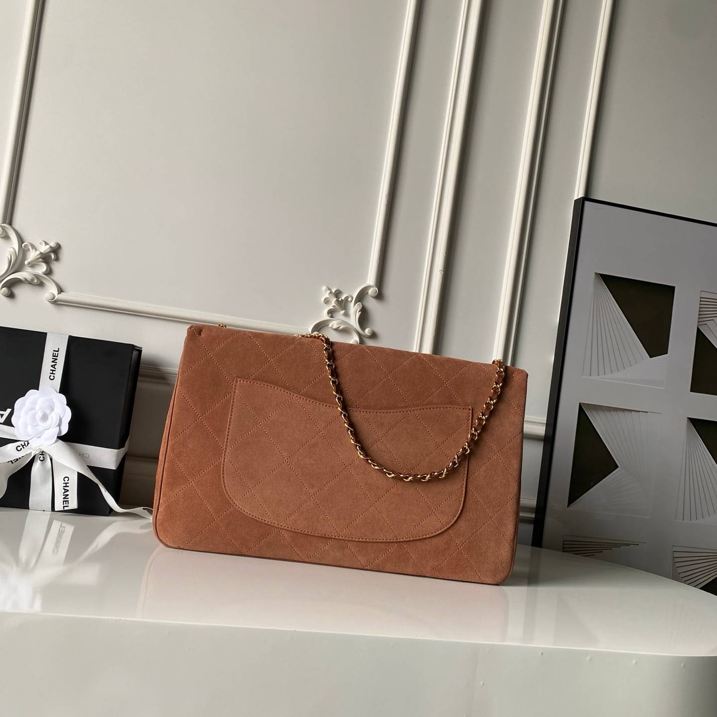 シャネル CHANEL マトラッセ フラップバッグ ラムスキン レザー編み込みチェーン ゴールド金具 ブラック ベージュ - 画像 10