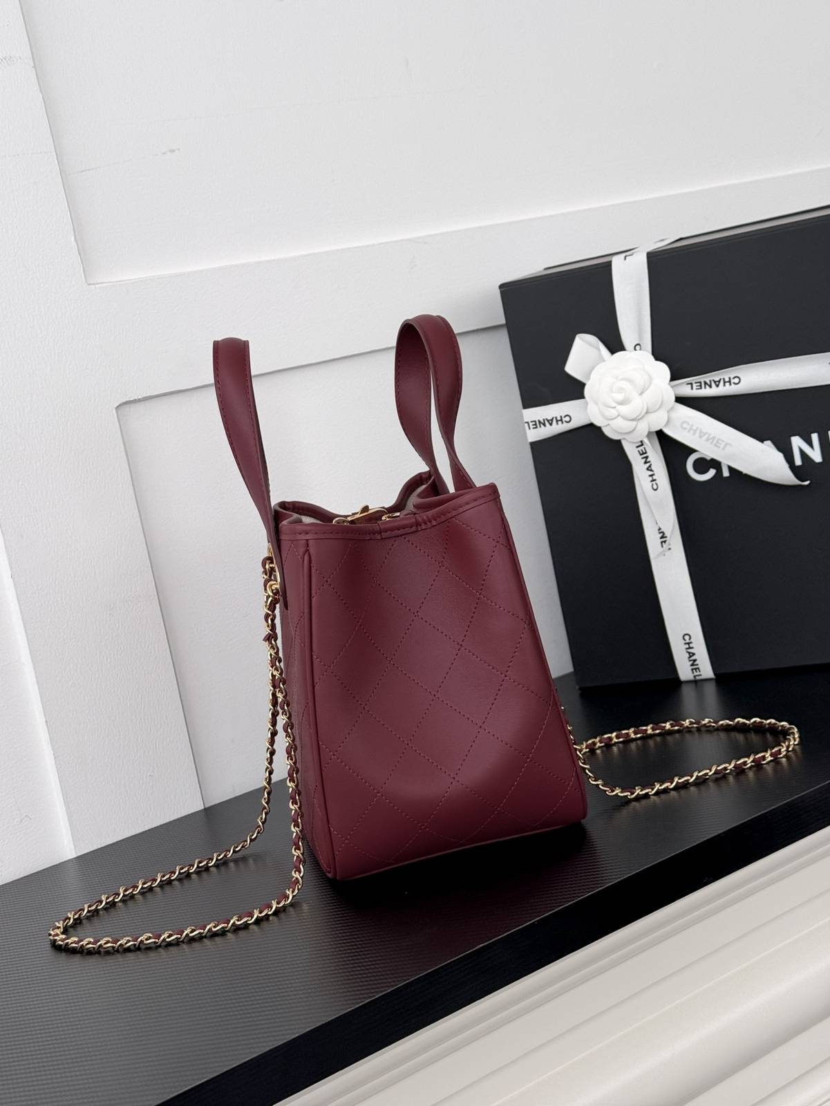シャネル CHANEL マトラッセ トートバッグ レザー編み込みチェーン ゴールド金具 ブラック ベージュ レッド - 画像 20