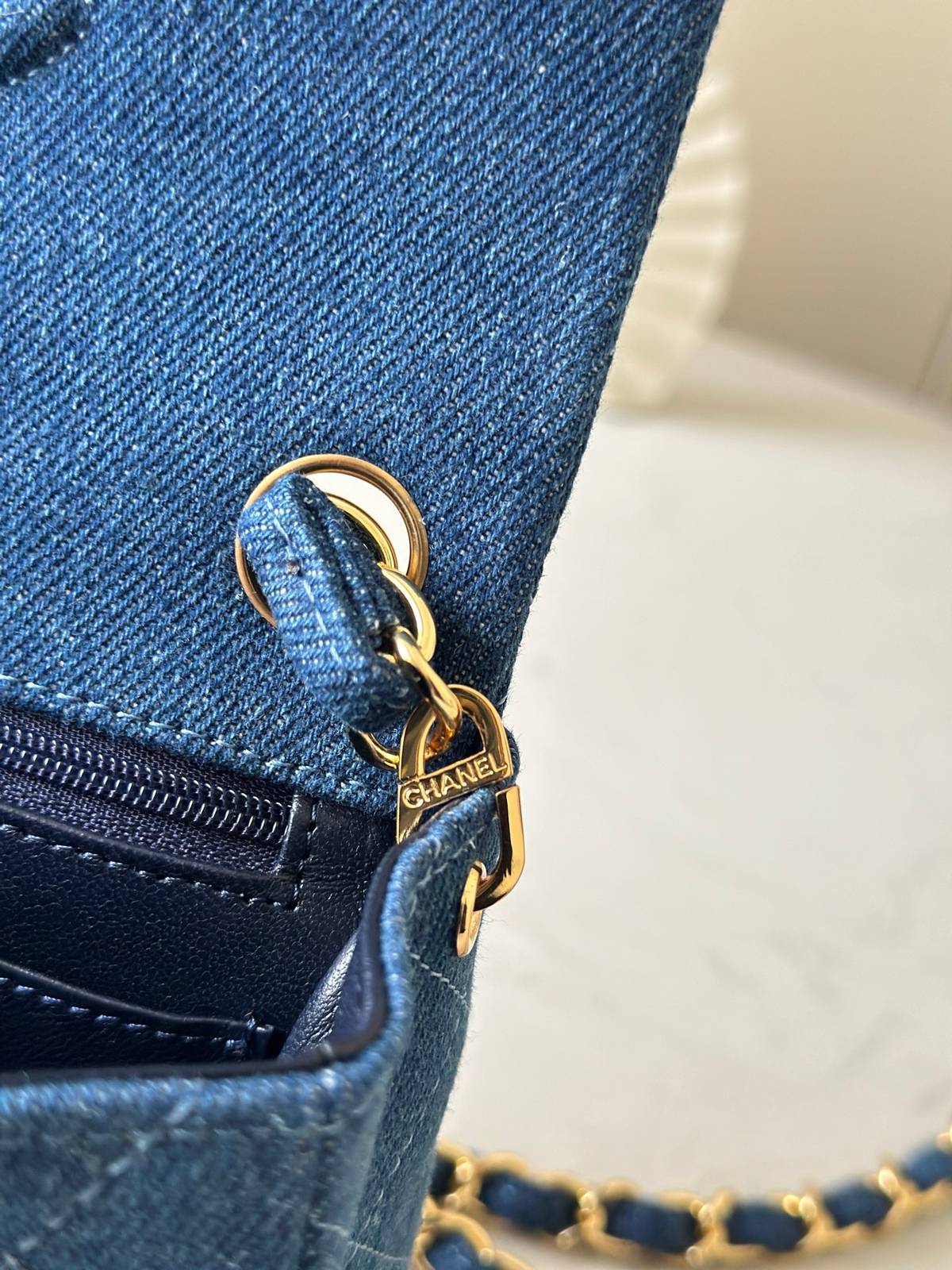 シャネル CHANEL マトラッセ デニム チェーンショルダーバッグ レディース ゴールド金具 ブルー - 画像 3