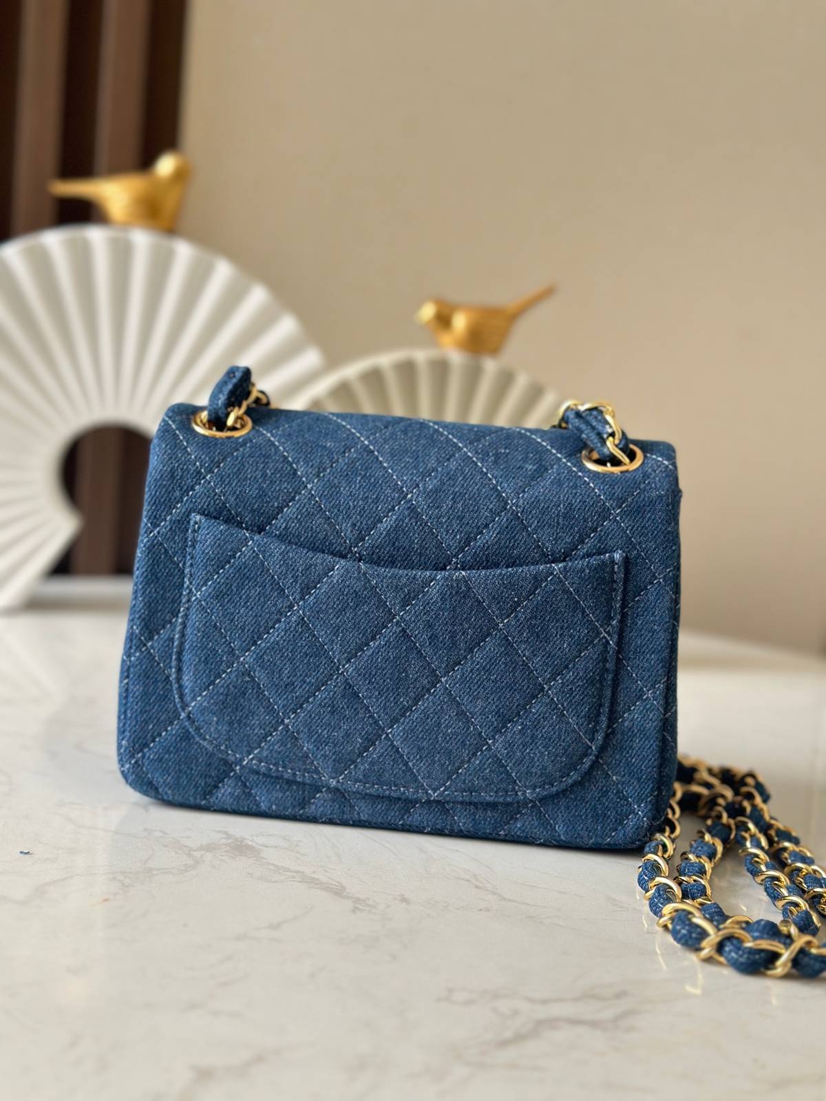 シャネル CHANEL マトラッセ デニム チェーンショルダーバッグ レディース ゴールド金具 ブルー - 画像 7