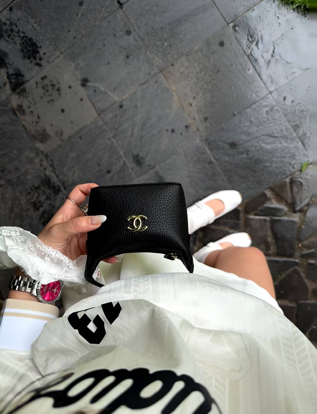 CHANEL シャネル マトラッセ チェーンショルダーバッグ ラムスキン ゴールド金具 ブラック レディース - 画像 10