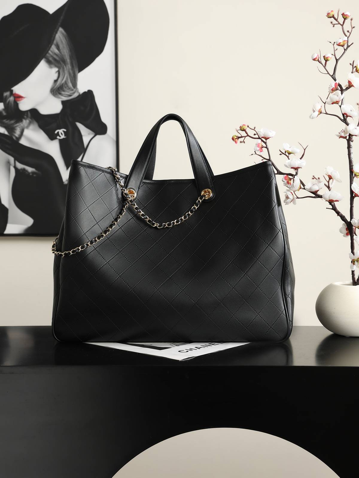 シャネル CHANEL AS6201 大号 マトラッセ チェーンショルダーバッグ ゴールド金具 ブラック ホワイト - 画像 7