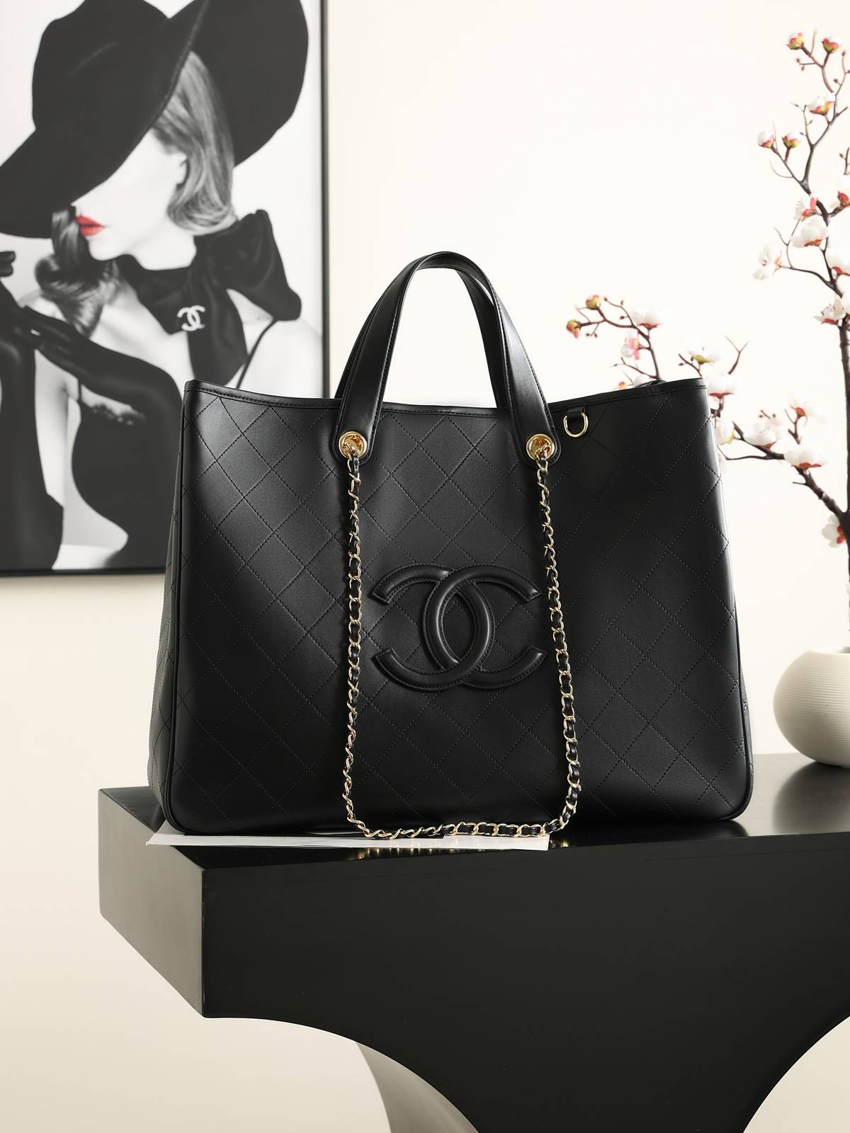 シャネル CHANEL AS6201 大号 マトラッセ チェーンショルダーバッグ ゴールド金具 ブラック ホワイト - 画像 9