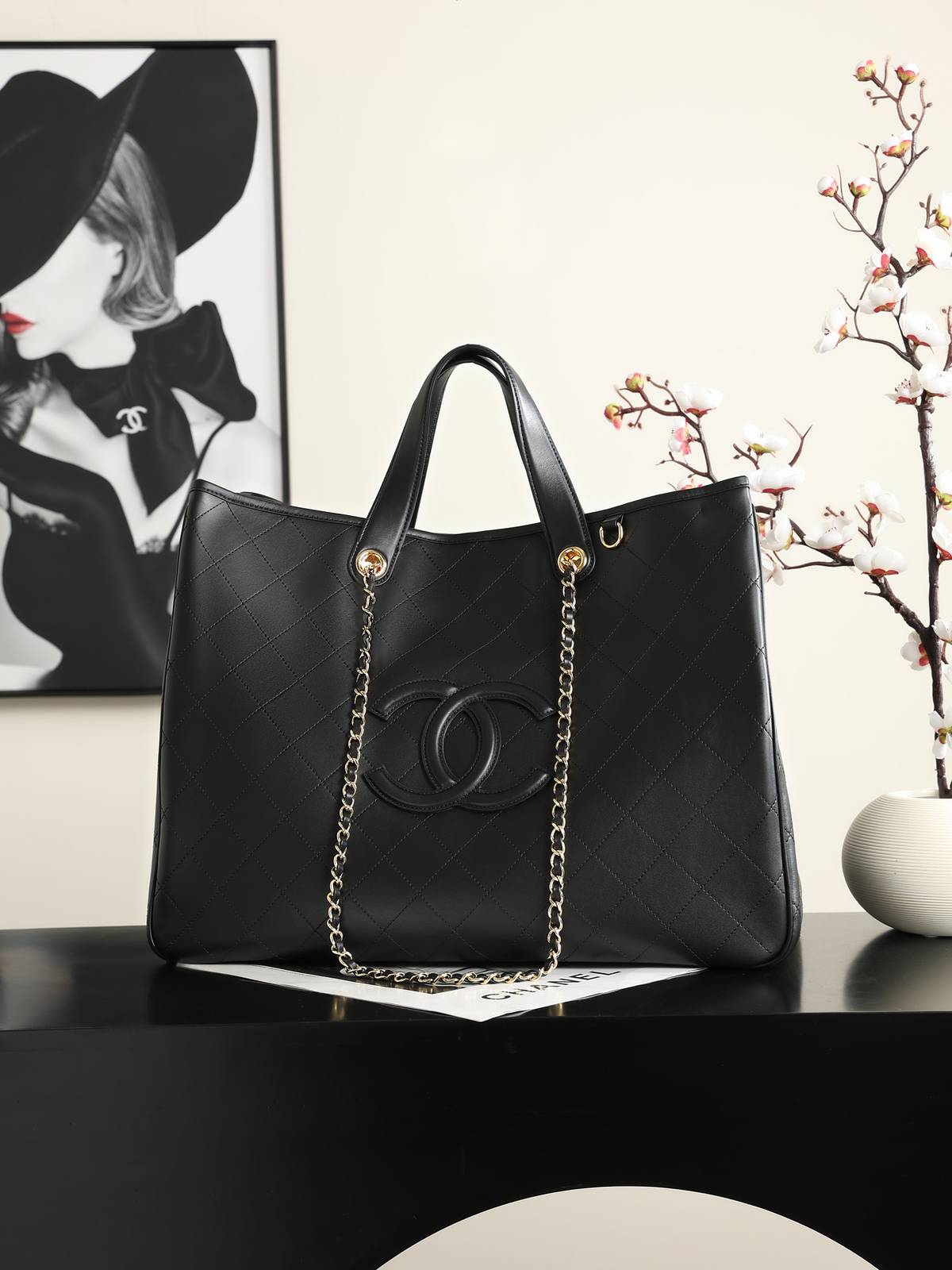 シャネル CHANEL AS6201 大号 マトラッセ チェーンショルダーバッグ ゴールド金具 ブラック ホワイト - 画像 10