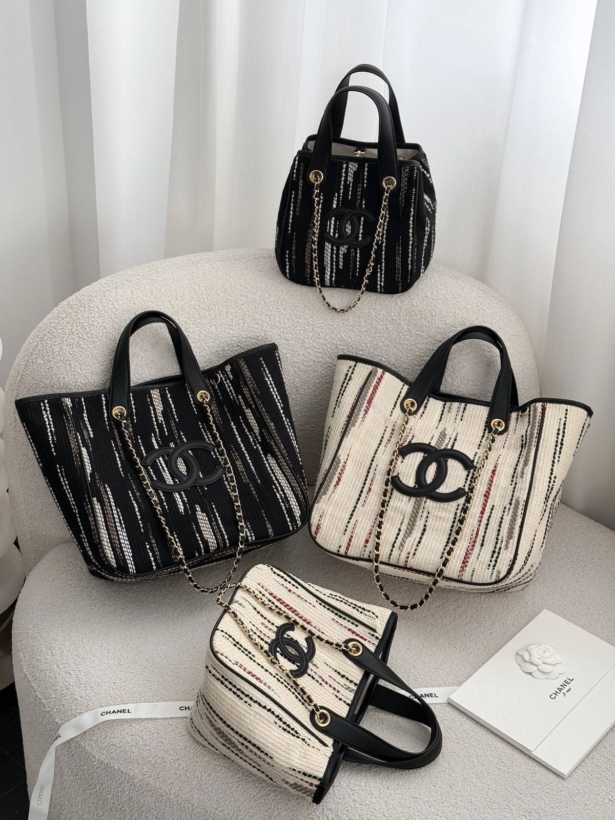 シャネル CHANEL デカマトラッセ トートバッグ マルチカラー レザー編み込みチェーン ゴールド金具