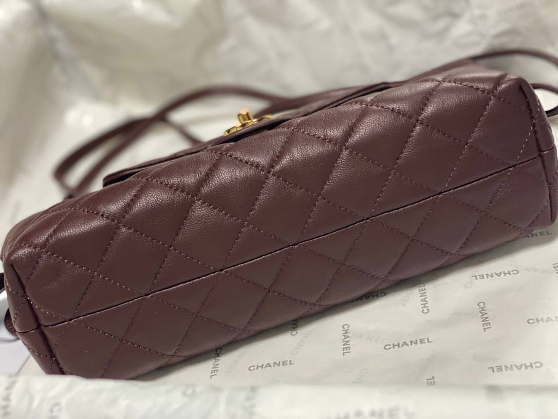 シャネル CHANEL マトラッセ ラムスキン フラップバッグ ゴールド金具 レザー編み込みチェーン ブラック ホワイト - 画像 5