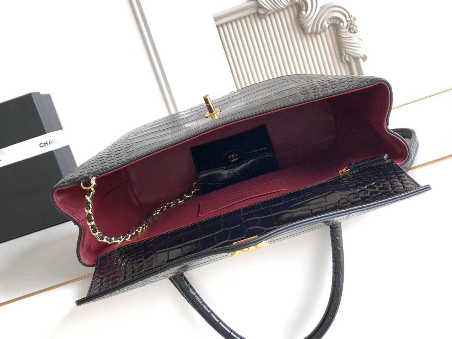 シャネル CHANEL マトラッセ マットキャビアスキン フラップバッグ チェーンショルダーバッグ ゴールド金具 ブラッ - 画像 14