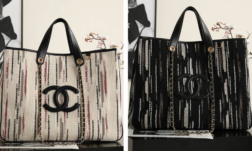 シャネル CHANEL マトラッセ トートバッグ キャビアスキン ゴールド金具 レザー編み込みチェーン ブラック