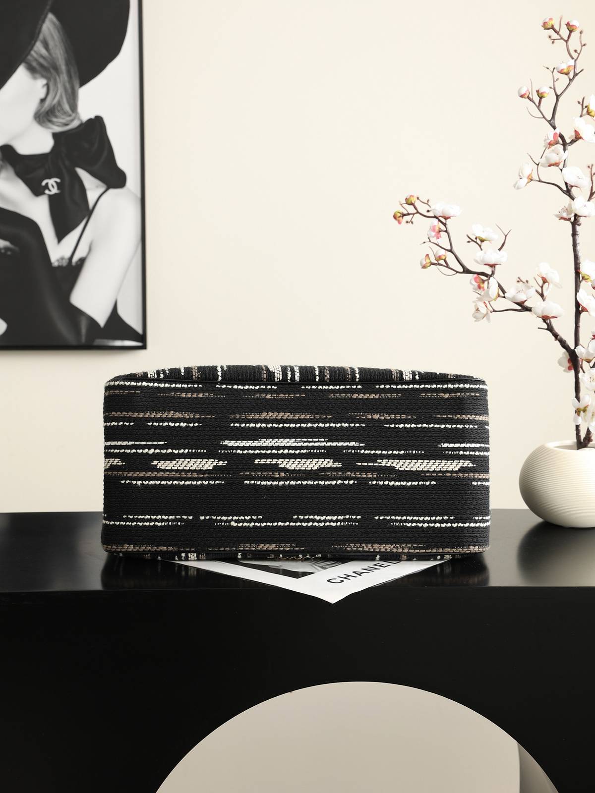 シャネル CHANEL マトラッセ トートバッグ キャビアスキン ゴールド金具 レザー編み込みチェーン ブラック - 画像 7