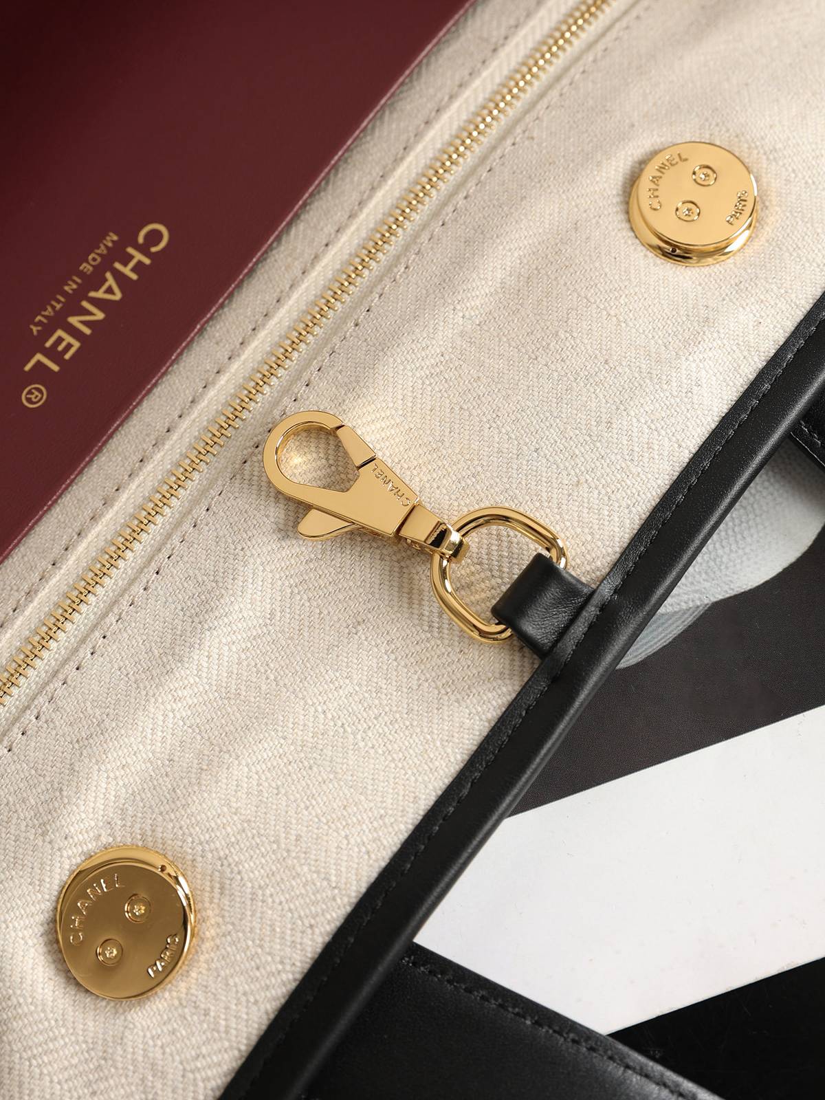 シャネル CHANEL マトラッセ トートバッグ キャビアスキン ゴールド金具 レザー編み込みチェーン ブラック - 画像 11