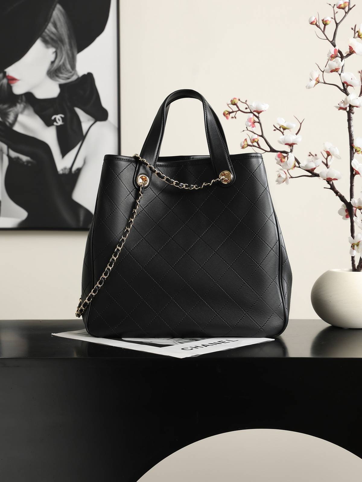 シャネル AS6200 中号 マトラッセ ローズレッド キャビアスキン チェーンショルダーバッグ ゴールド金具 レディー - 画像 7
