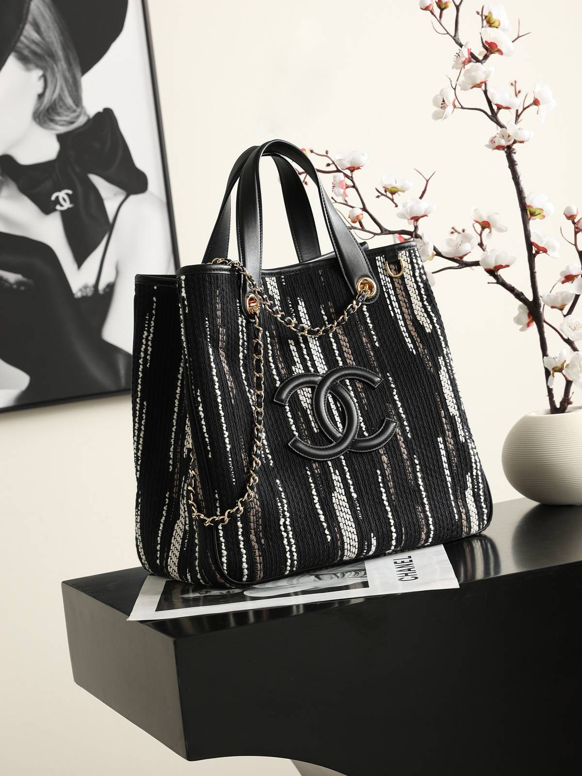 シャネル CHANEL 6200中号 マトラッセ チェーンショルダーバッグ ホワイト ブラック ゴールド金具 レディース - 画像 18