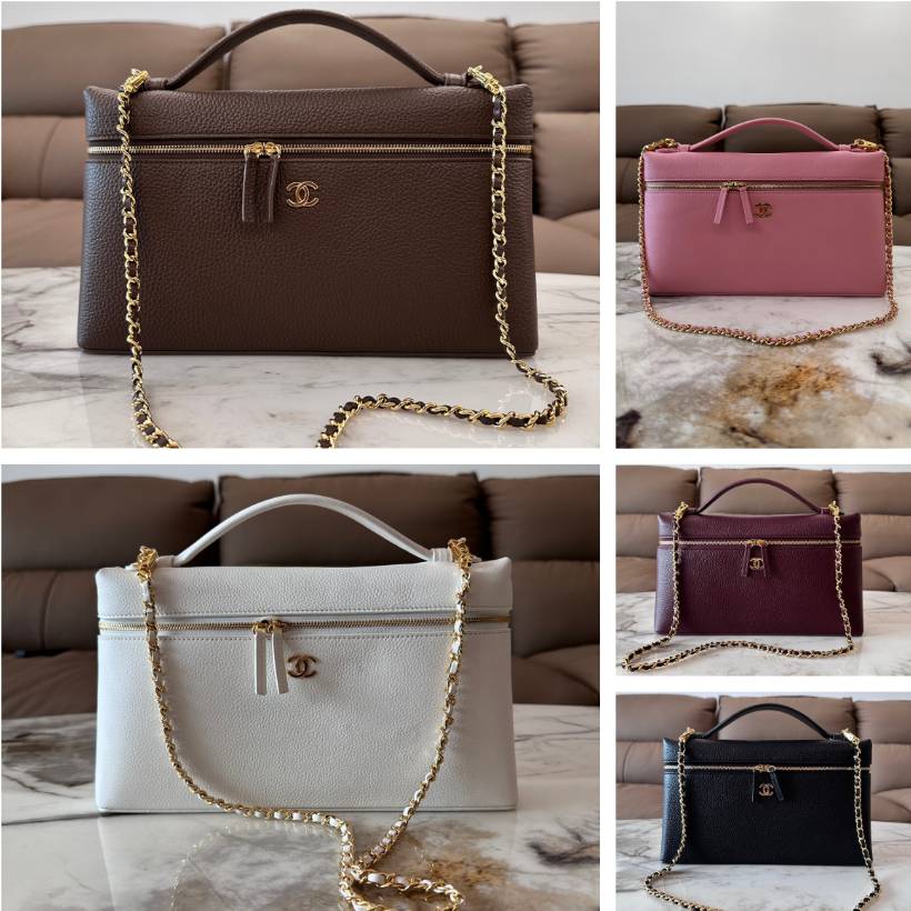 シャネル CHANEL マトラッセ バニティバッグ キャビアスキン ゴールド金具 レザー編み込みチェーン ブラック ホワ