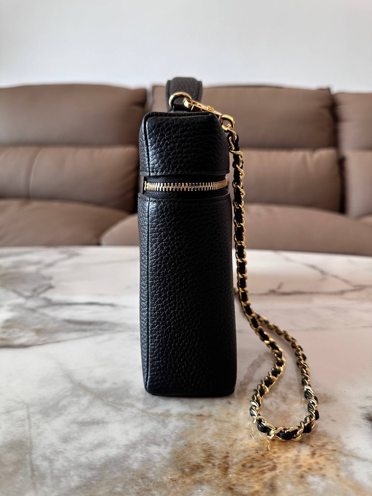 シャネル CHANEL マトラッセ バニティバッグ キャビアスキン ゴールド金具 レザー編み込みチェーン ブラック ホワ - 画像 9