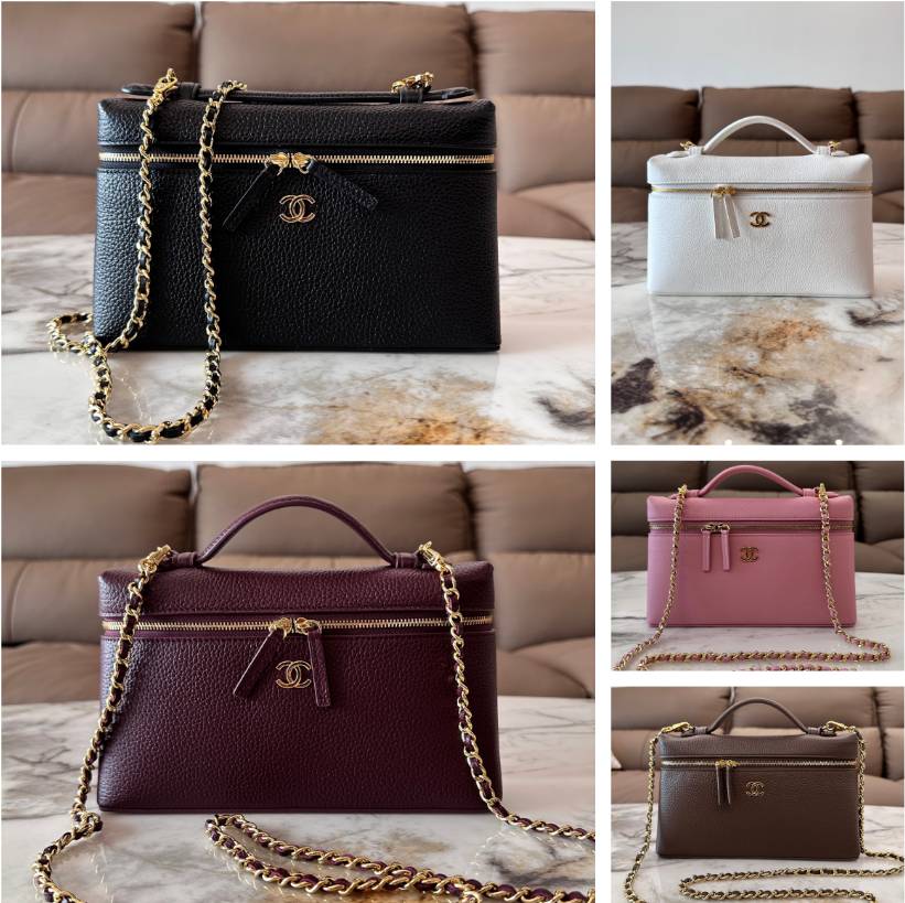 シャネル CHANEL マトラッセ バニティバッグ キャビアスキン ゴールド金具 レザー編み込みチェーン ブラック