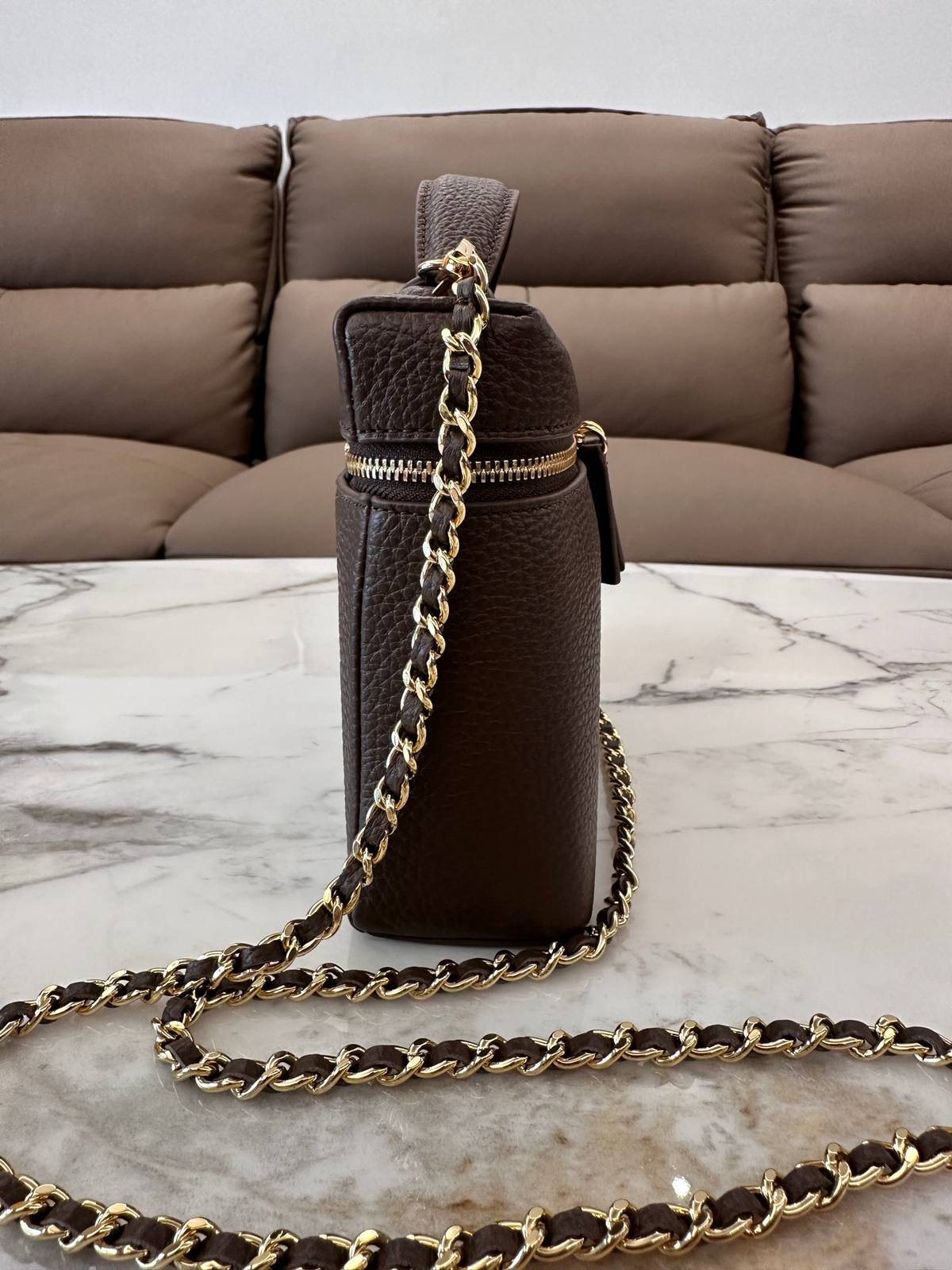 シャネル CHANEL マトラッセ バニティバッグ キャビアスキン ゴールド金具 レザー編み込みチェーン ブラック - 画像 9
