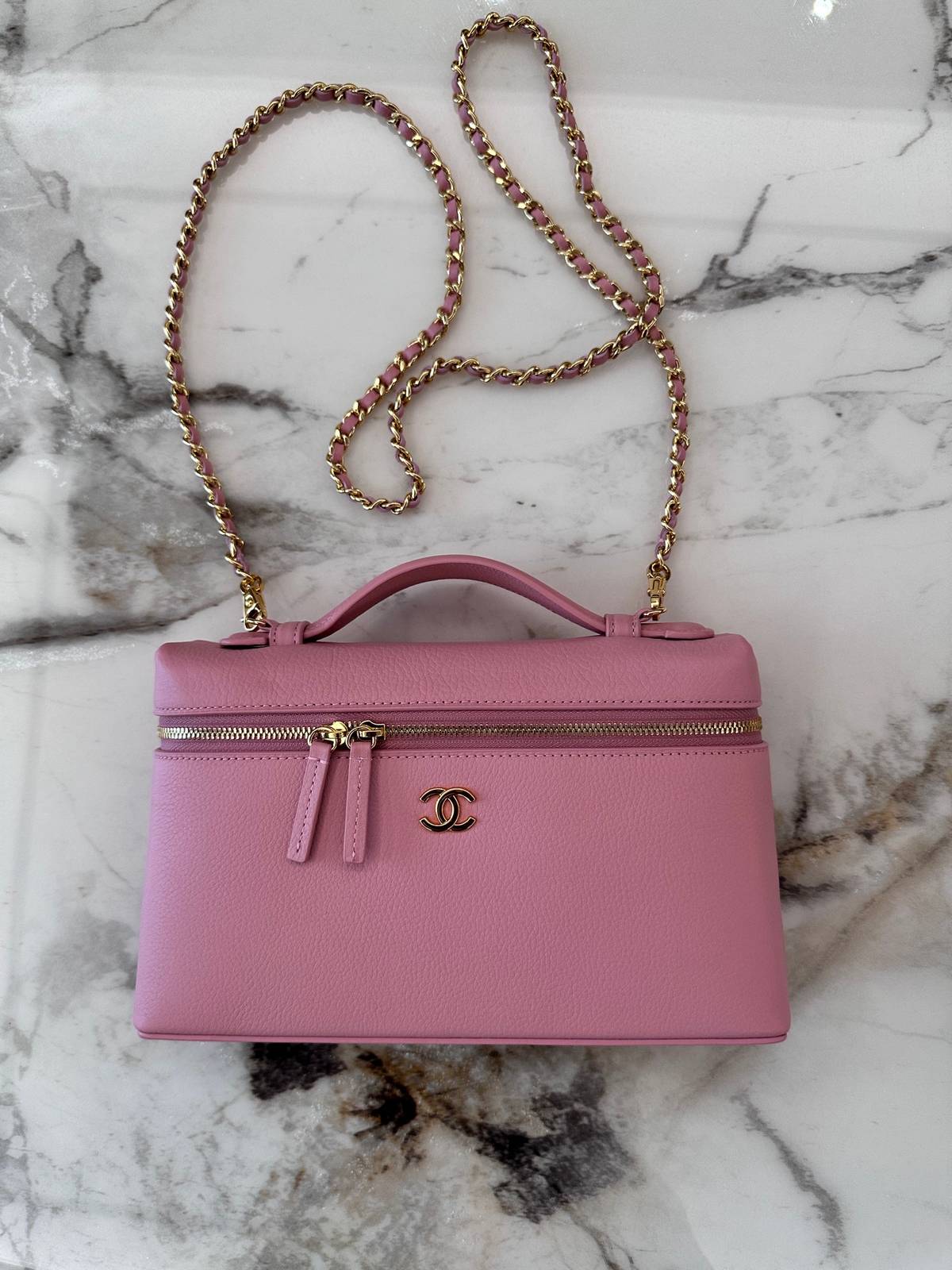 シャネル CHANEL マトラッセ バニティバッグ キャビアスキン ゴールド金具 レザー編み込みチェーン ブラック - 画像 13