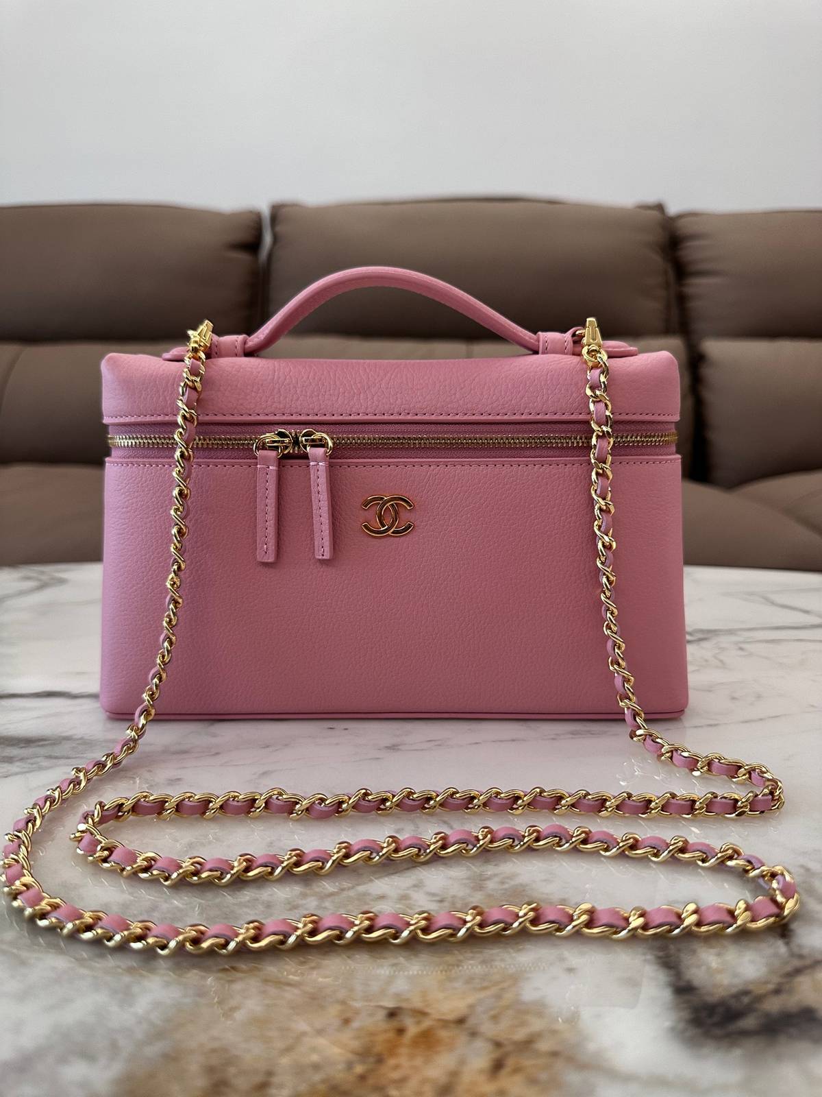 シャネル CHANEL マトラッセ バニティバッグ キャビアスキン ゴールド金具 レザー編み込みチェーン ブラック - 画像 19