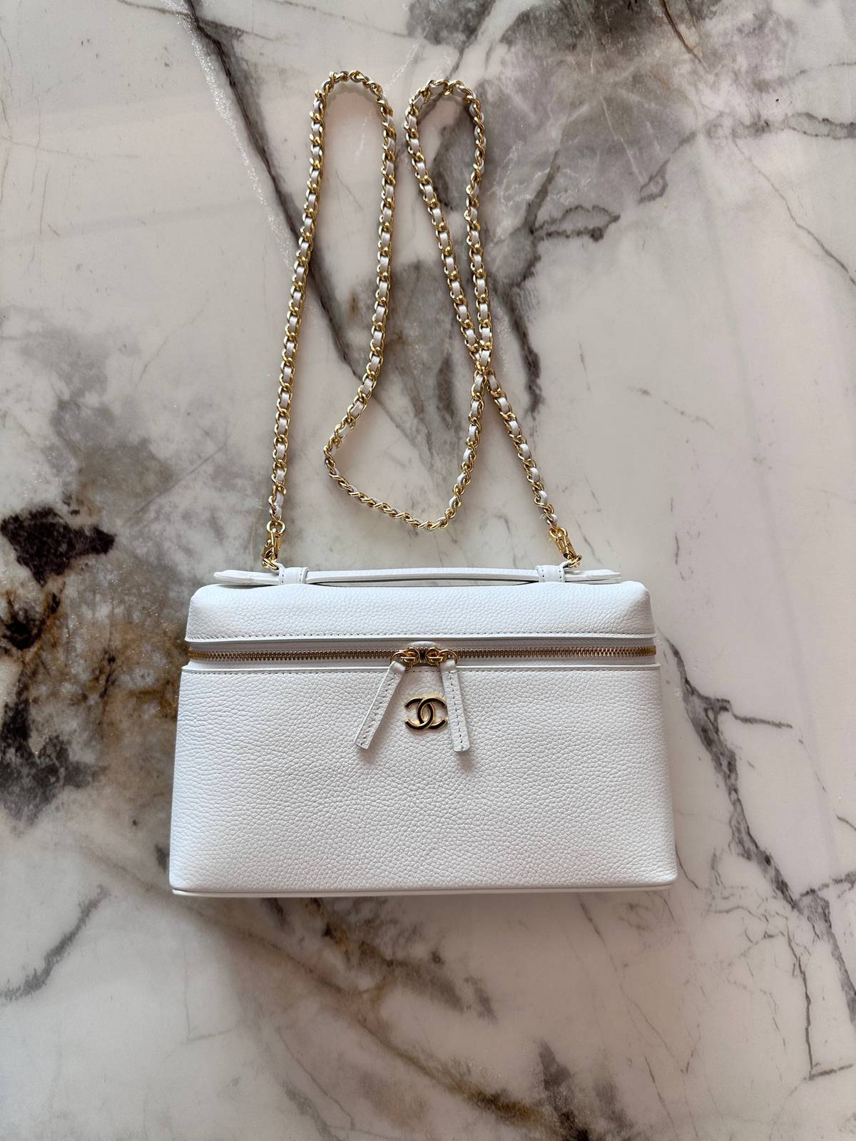シャネル CHANEL マトラッセ バニティバッグ キャビアスキン ゴールド金具 レザー編み込みチェーン ブラック - 画像 20