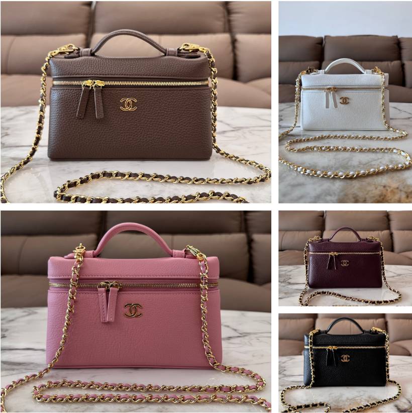 シャネル CHANEL マトラッセ バニティバッグ キャビアスキン ゴールド金具 レザー編み込みチェーン ファスナー開閉