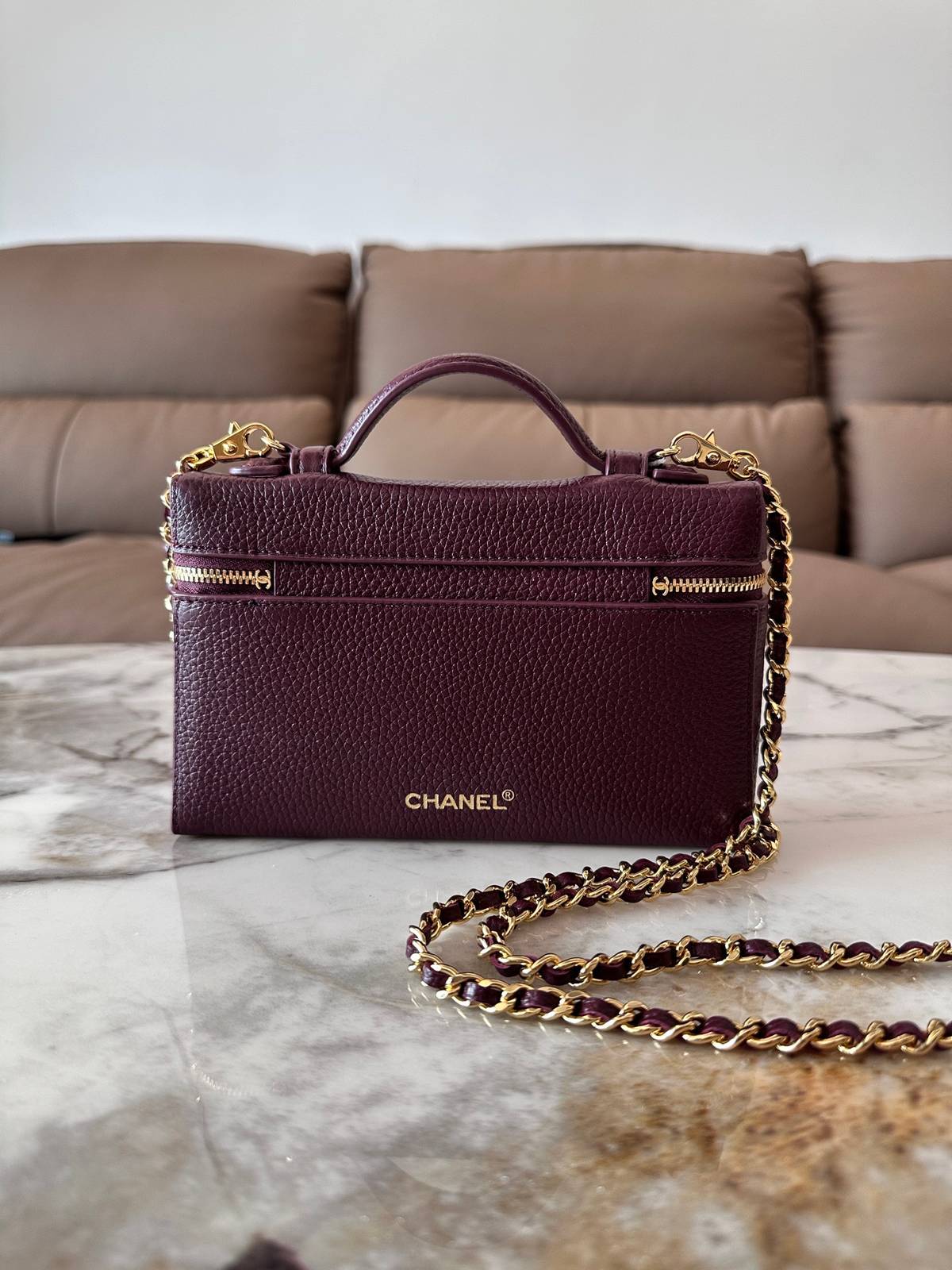 シャネル CHANEL マトラッセ バニティバッグ キャビアスキン ゴールド金具 レザー編み込みチェーン ファスナー開閉 - 画像 17
