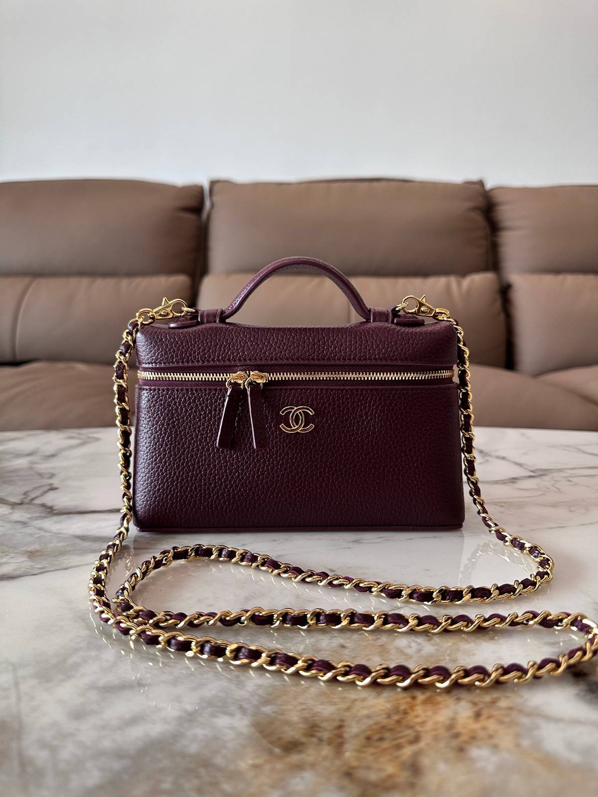 シャネル CHANEL マトラッセ バニティバッグ キャビアスキン ゴールド金具 レザー編み込みチェーン ファスナー開閉 - 画像 19